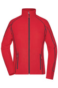James & Nicholson Damen Waffelfleece Jacke red/carbon