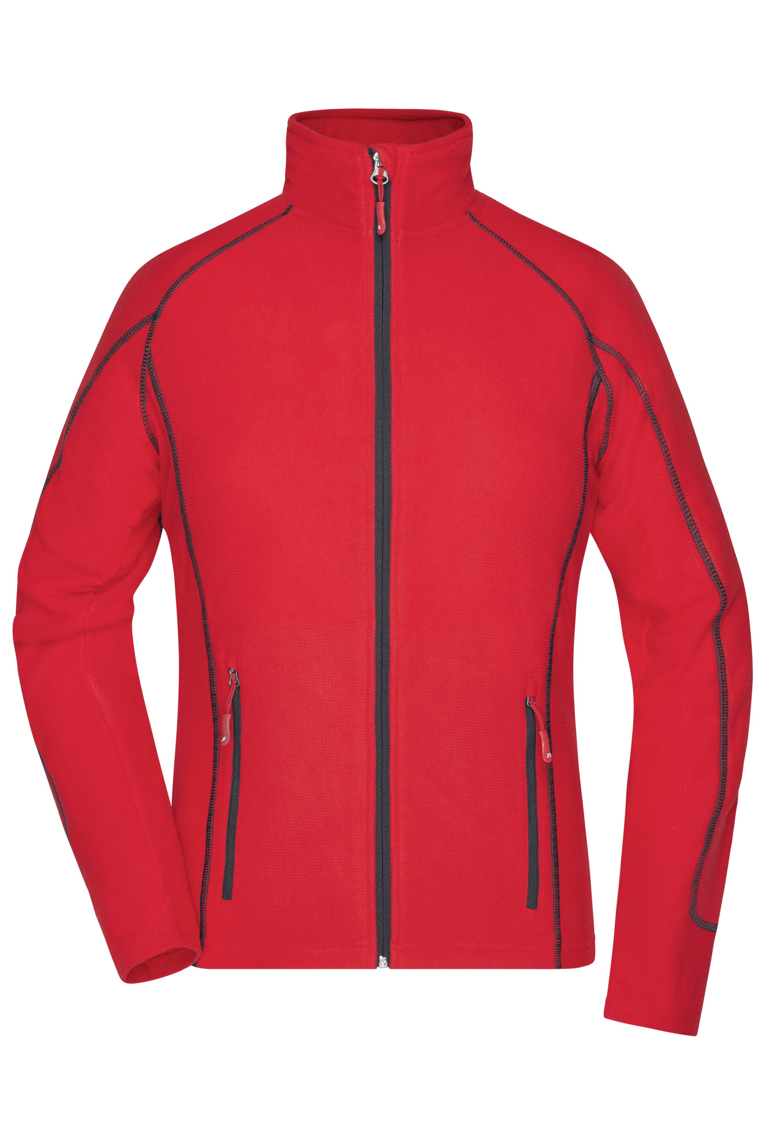 James & Nicholson Damen Waffelfleece Jacke red/carbon