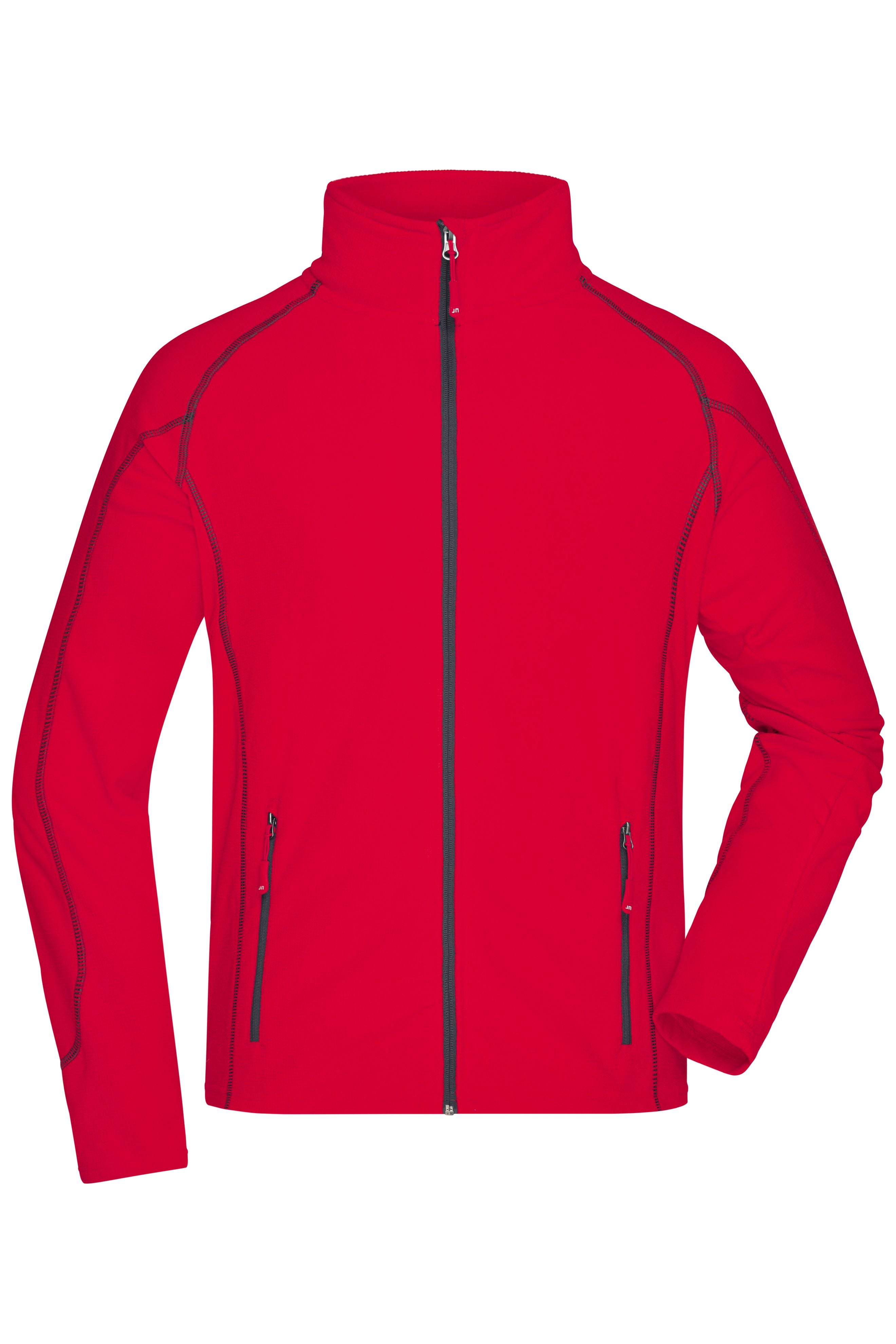 James & Nicholson Herren Waffelfleece Jacke red/carbon