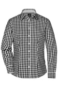 James & Nicholson Langarm Karobluse Easy Care black/white