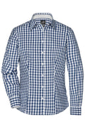 James & Nicholson Langarm Karobluse Easy Care navy/white