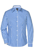 James & Nicholson Langarm Karobluse Easy Care royal/white