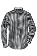 James & Nicholson Langarm Karohemd Easy Care black/white