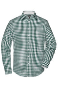 James & Nicholson Langarm Karohemd Easy Care forest-green/white