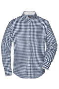 James & Nicholson Langarm Karohemd Easy Care navy/white