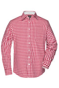 James & Nicholson Langarm Karohemd Easy Care red/white