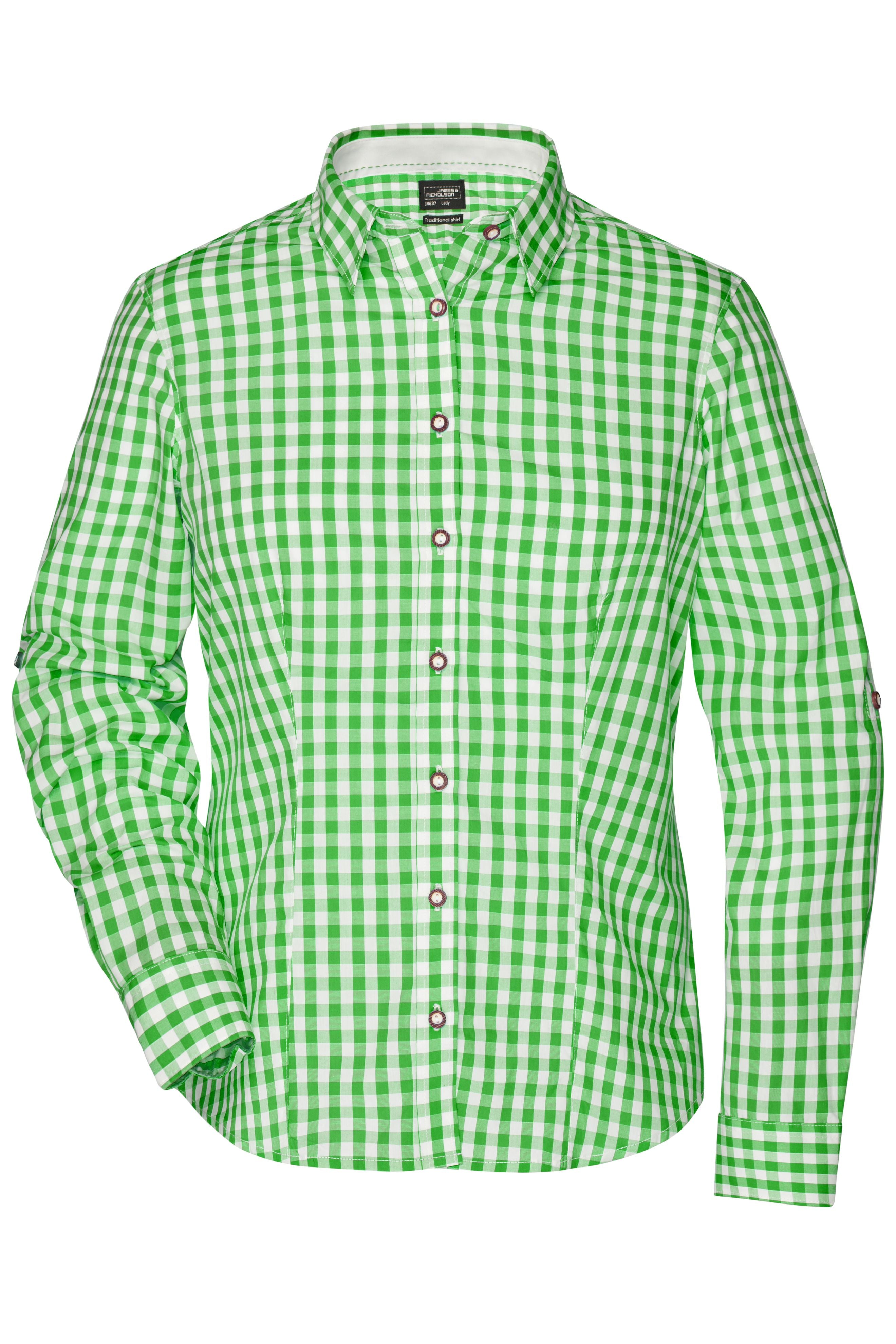 James & Nicholson Damen Trachtenbluse green/white