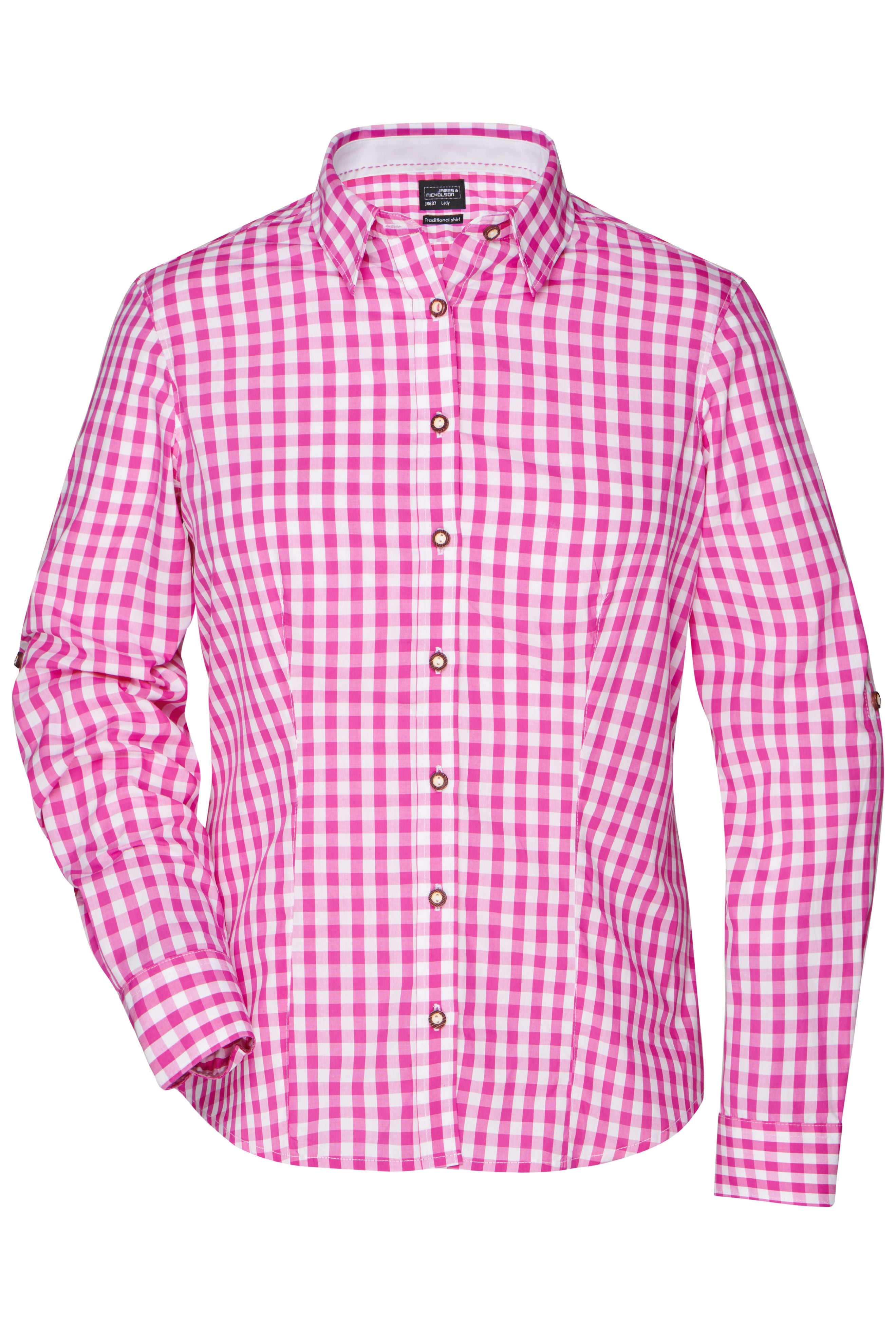James & Nicholson Damen Trachtenbluse purple/white