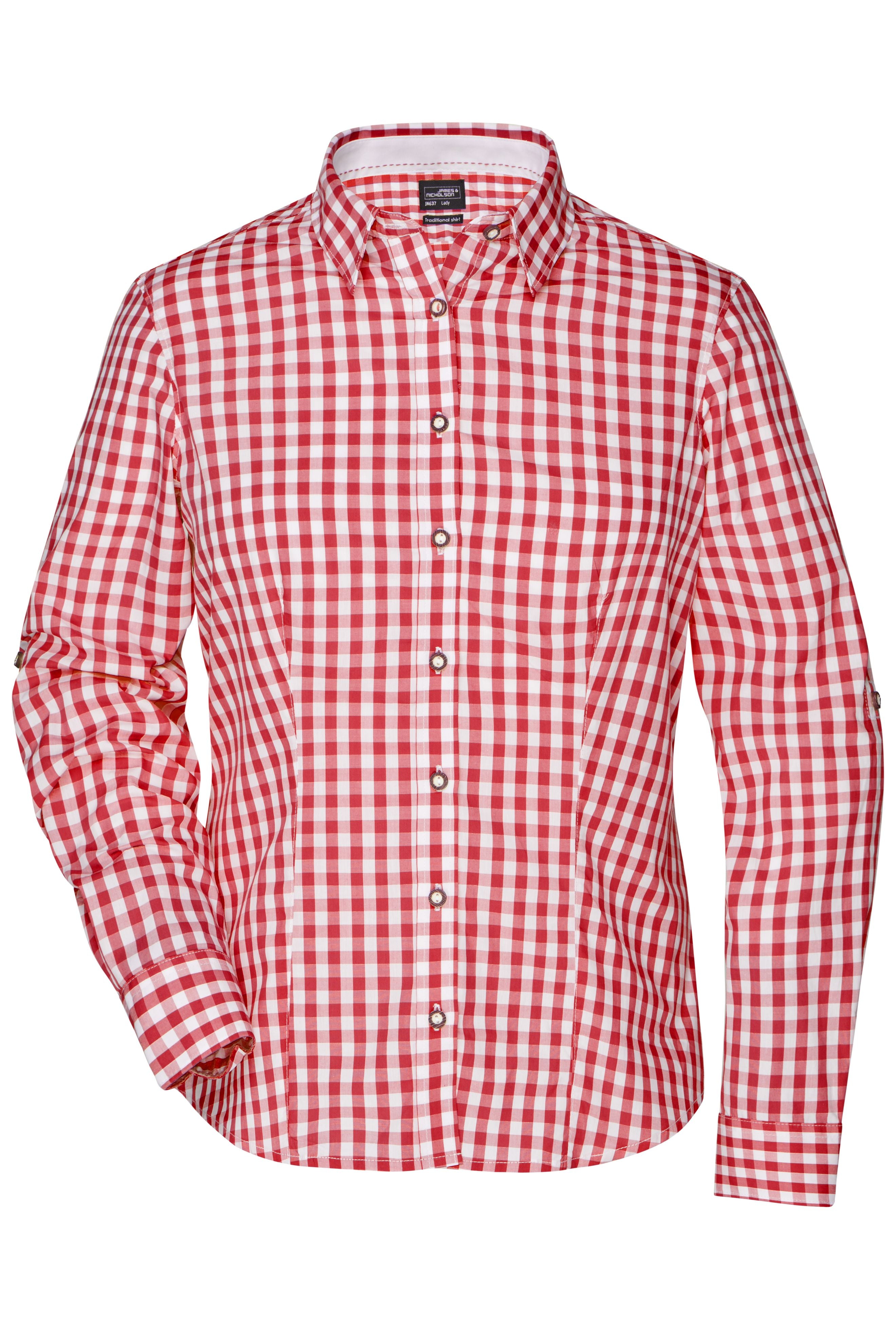 James & Nicholson Damen Trachtenbluse red/white
