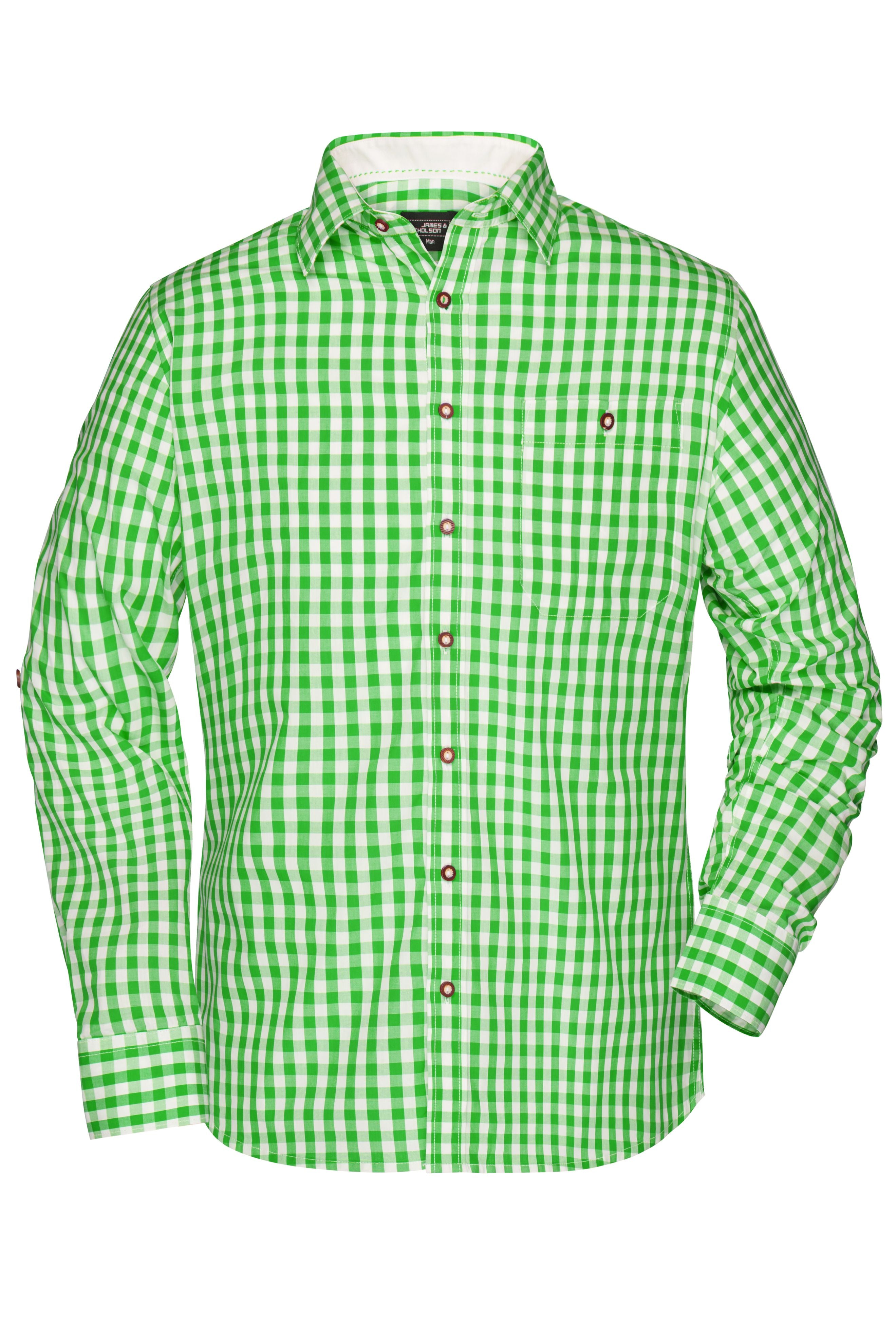 James & Nicholson Herren Trachtenhemd green/white