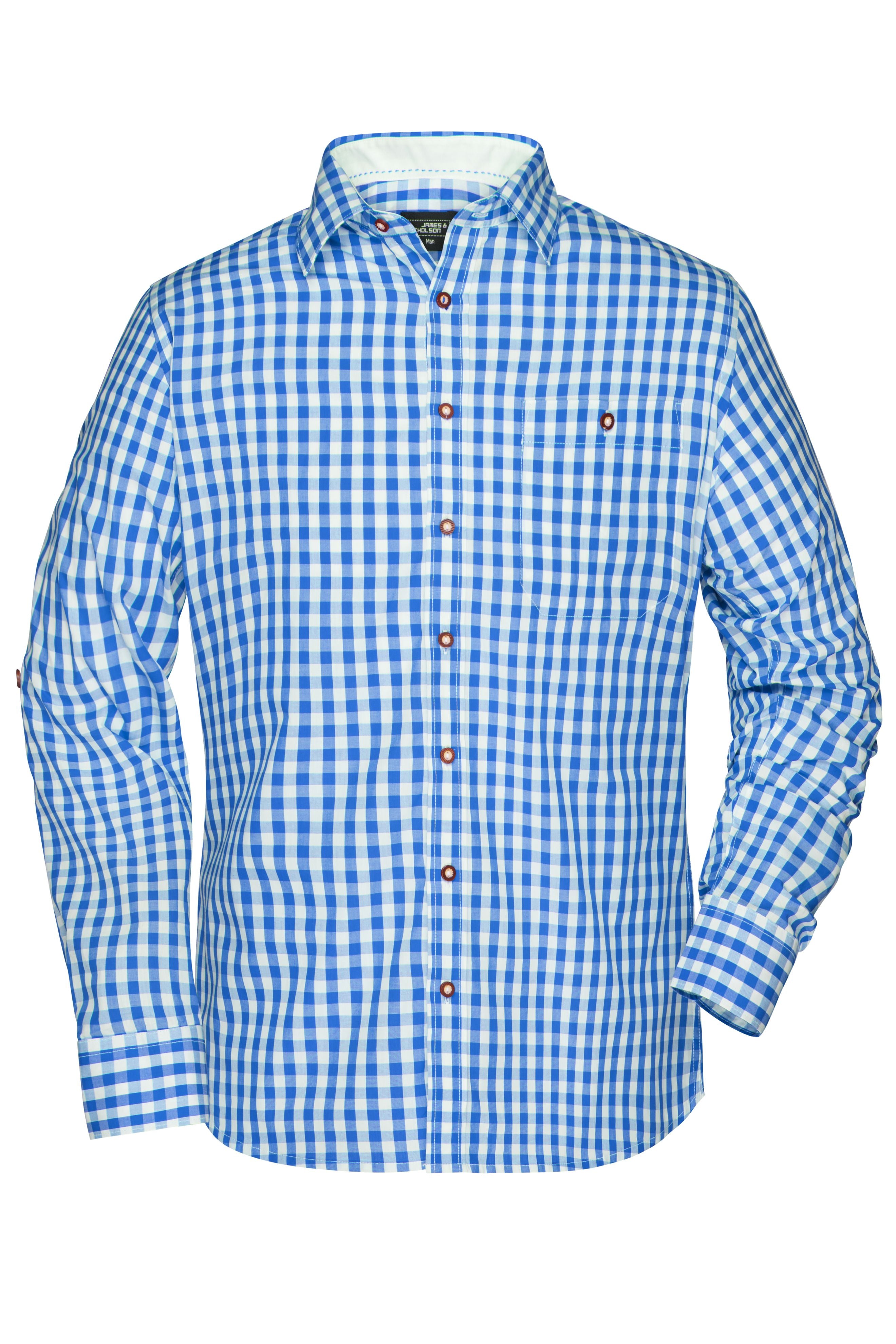 James & Nicholson Herren Trachtenhemd royal/white