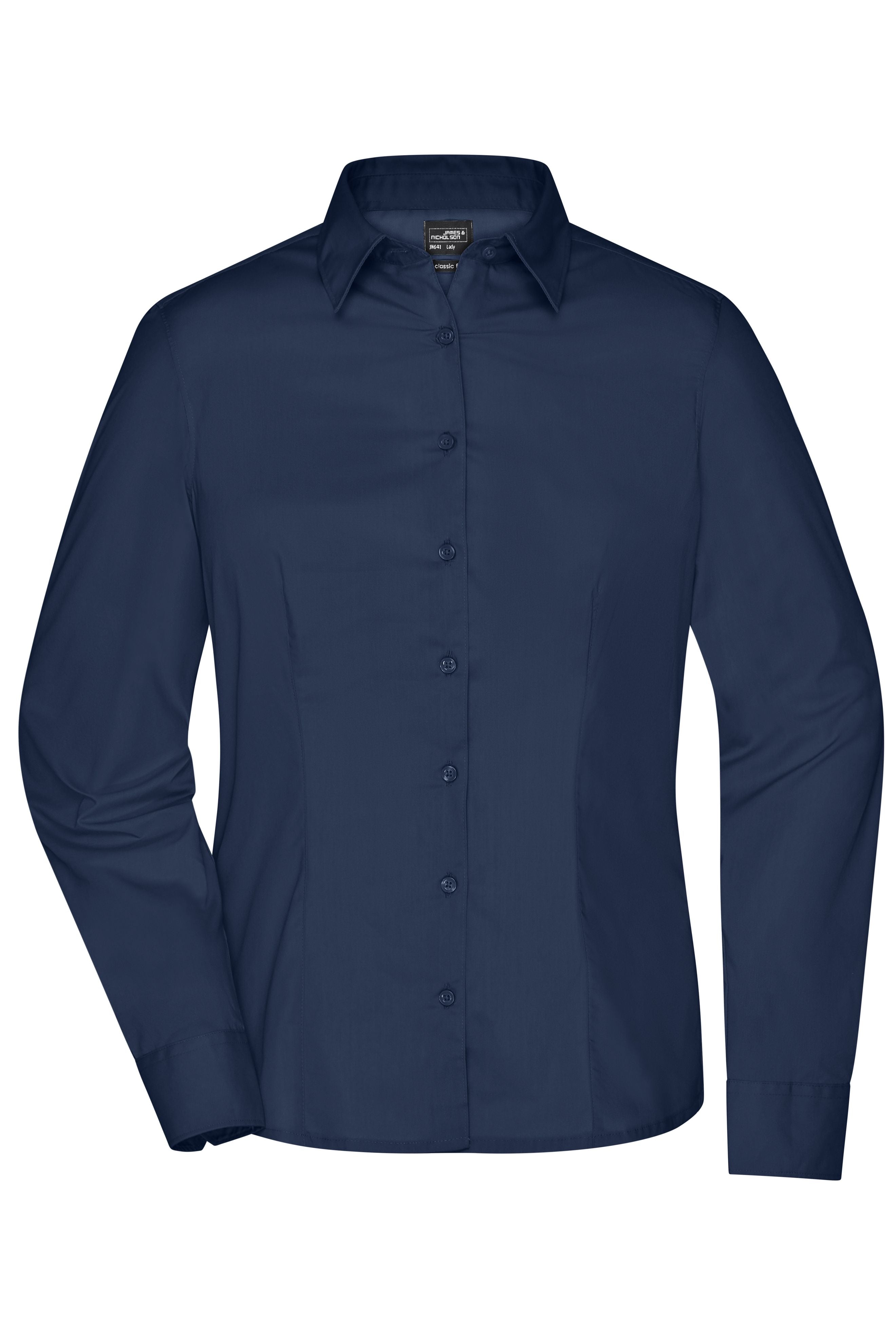 James & Nicholson Damen Langarm Business Bluse navy
