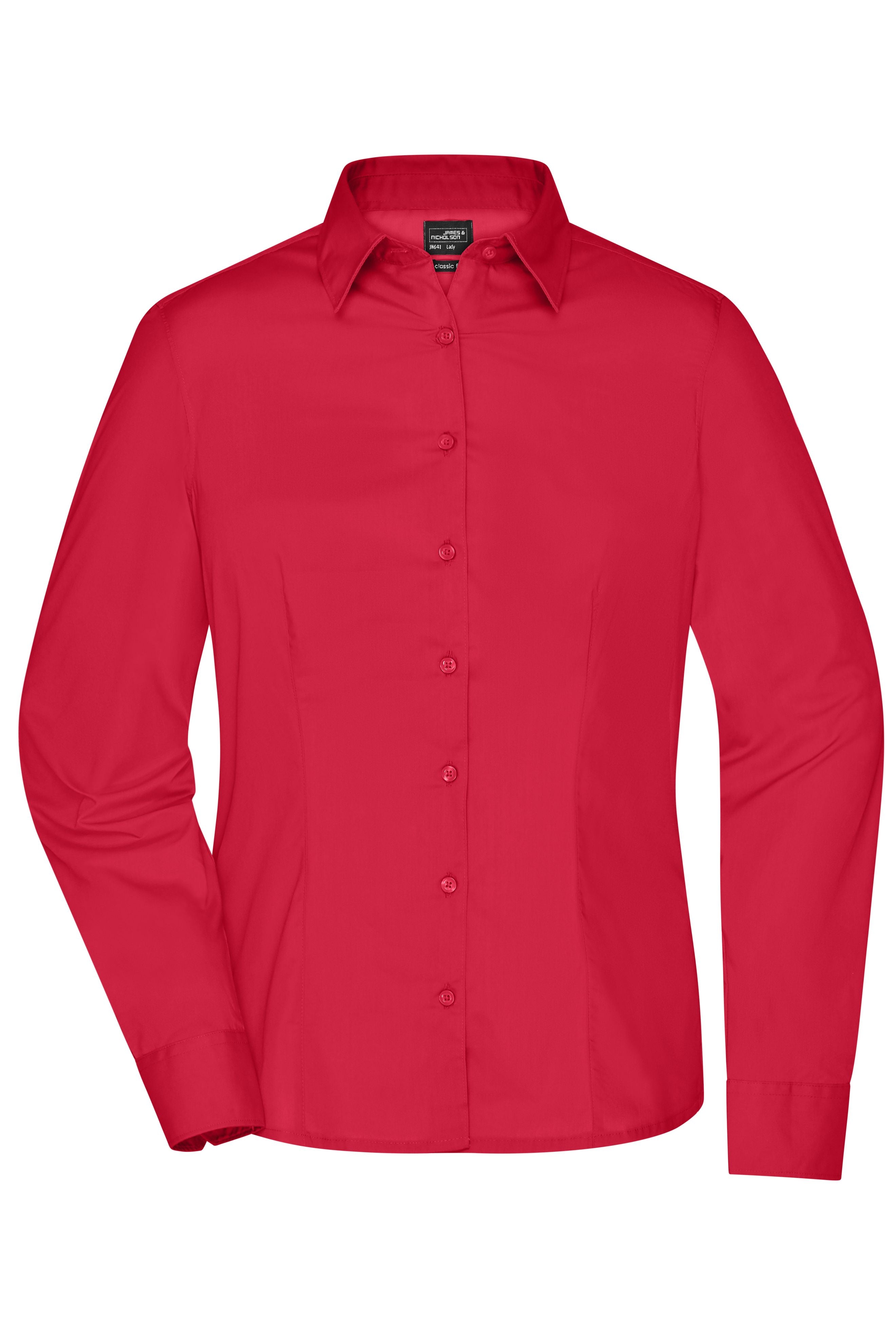 James & Nicholson Damen Langarm Business Bluse red