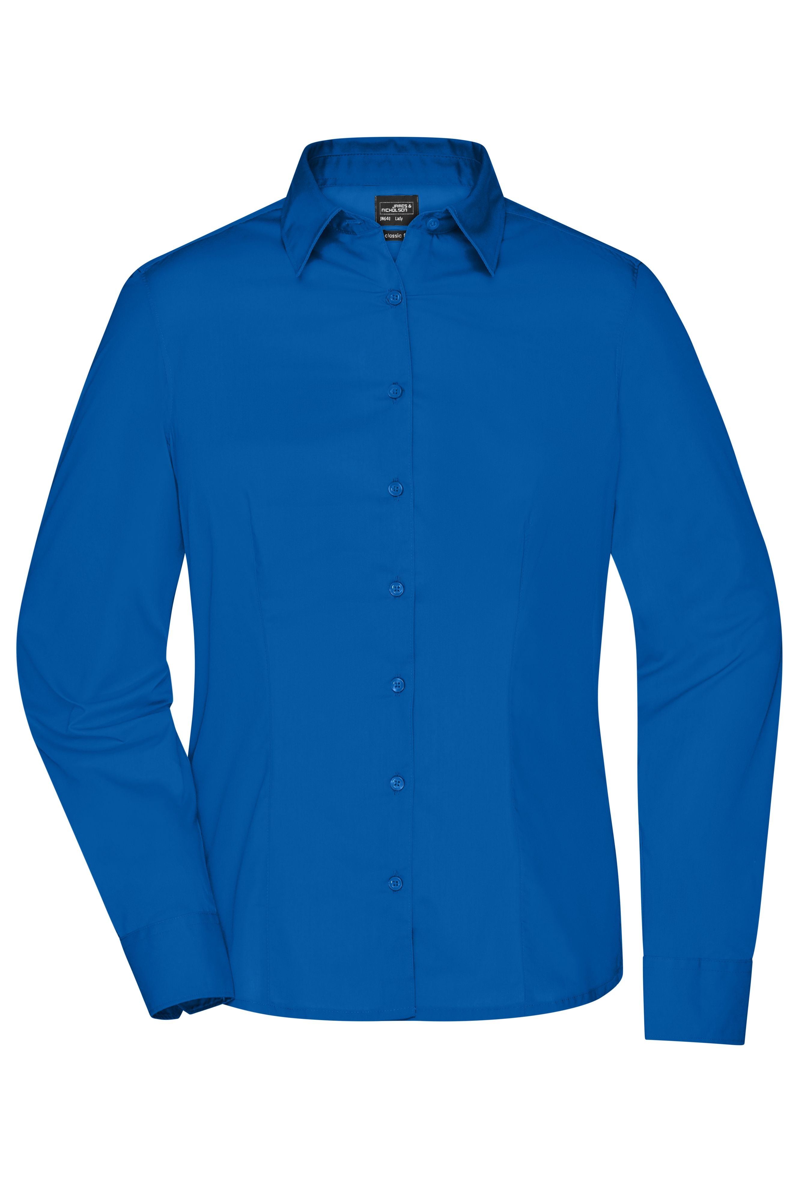 James & Nicholson Damen Langarm Business Bluse royal