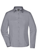 James & Nicholson Damen Langarm Business Bluse steel