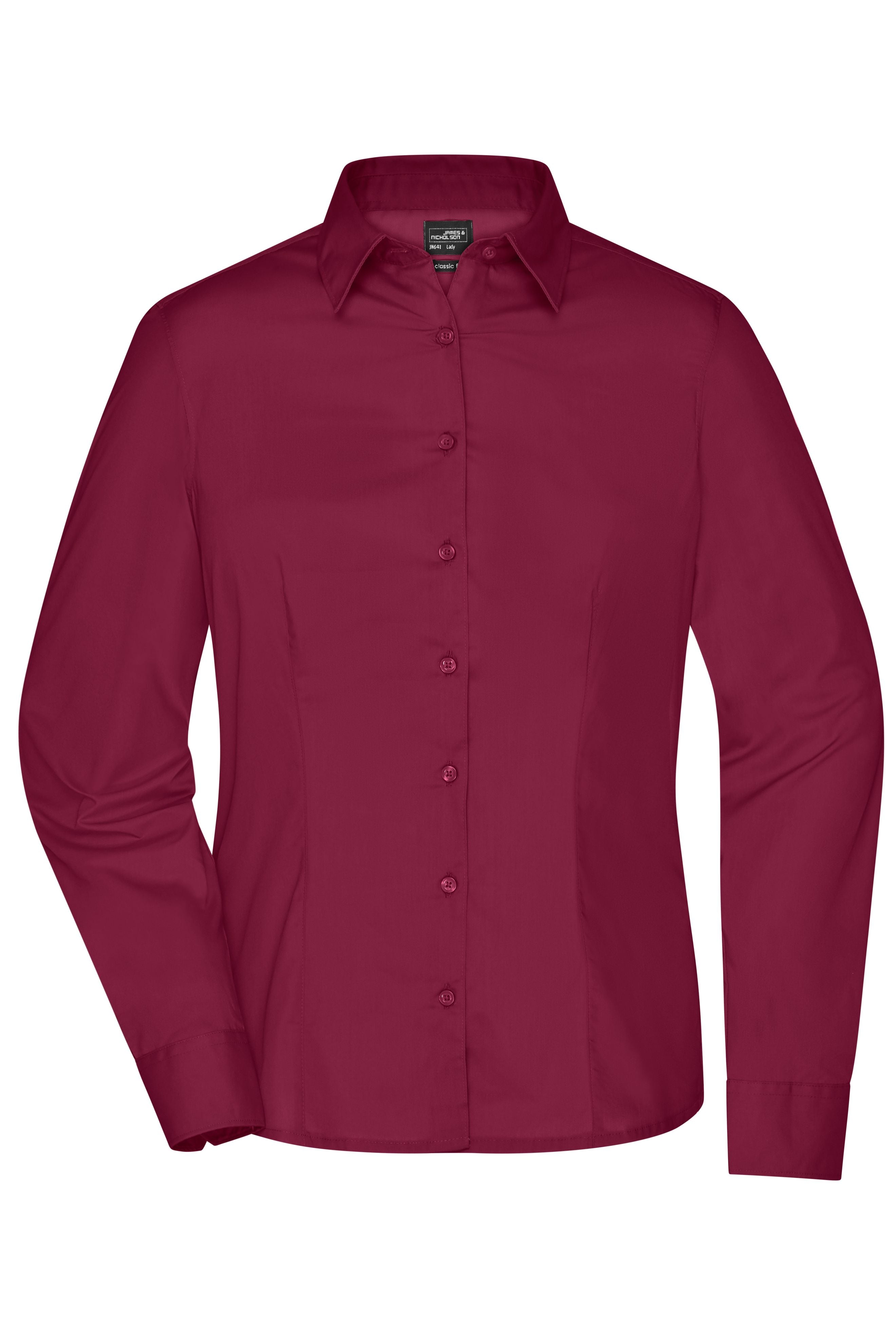 James & Nicholson Damen Langarm Business Bluse wine