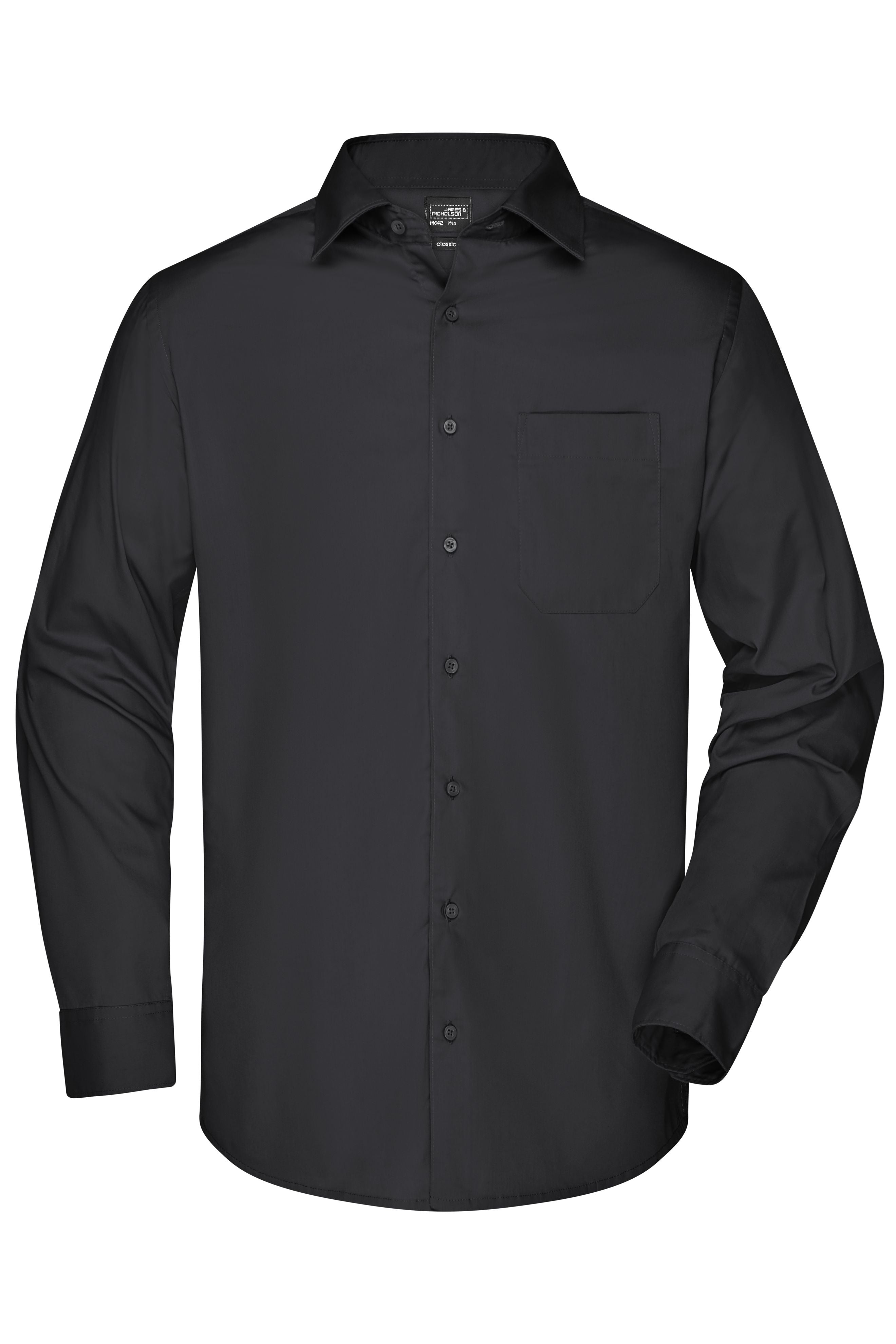 James & Nicholson Herren Langarm Business Hemd black