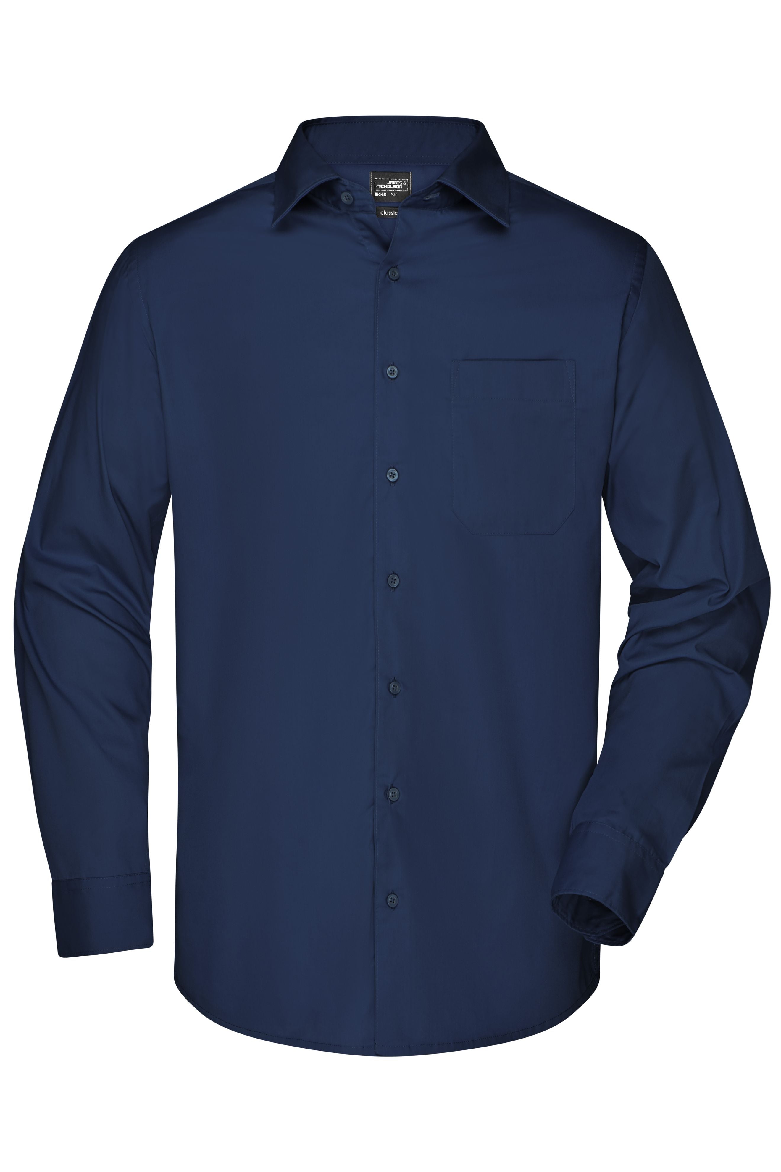 James & Nicholson Herren Langarm Business Hemd navy