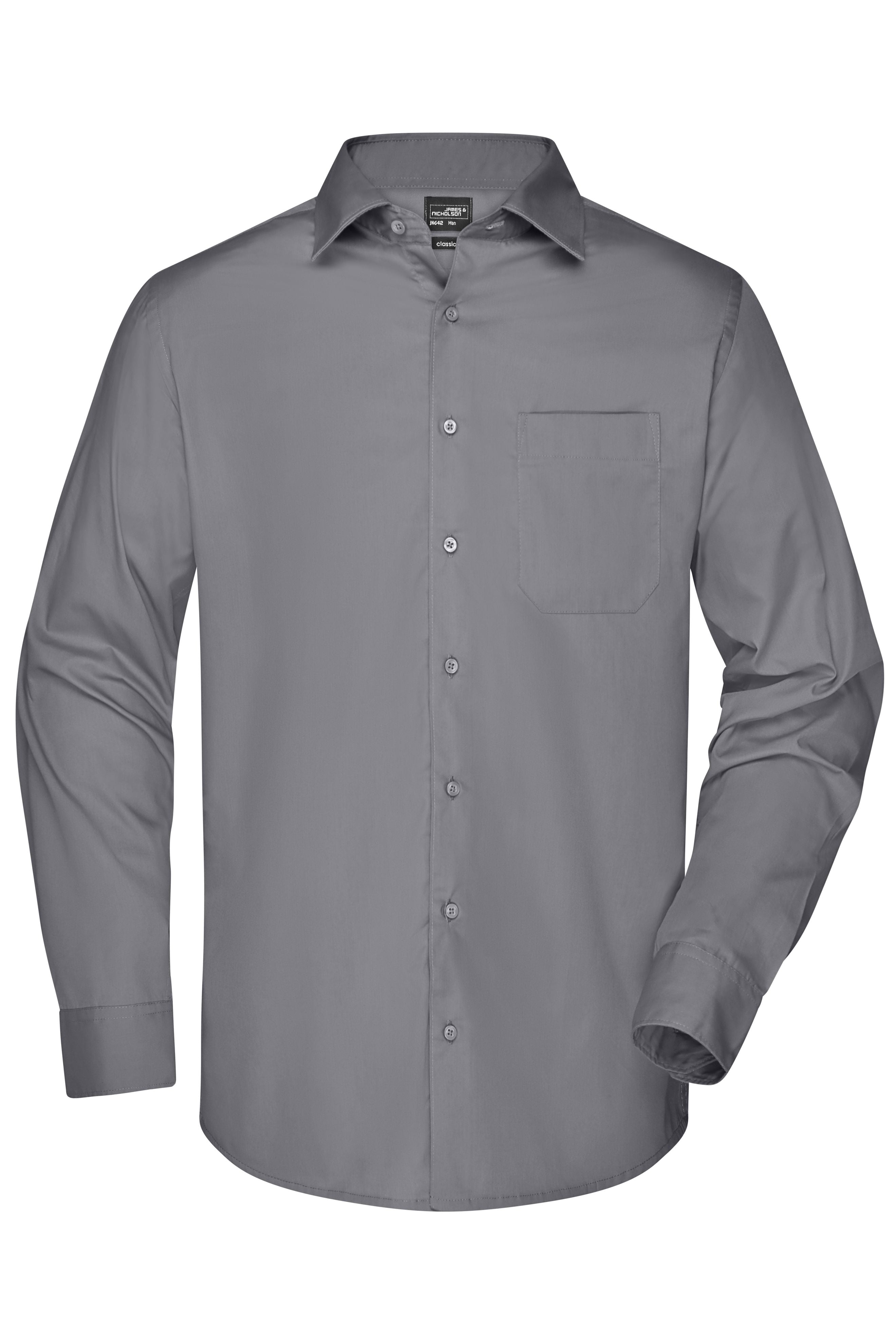 James & Nicholson Herren Langarm Business Hemd steel
