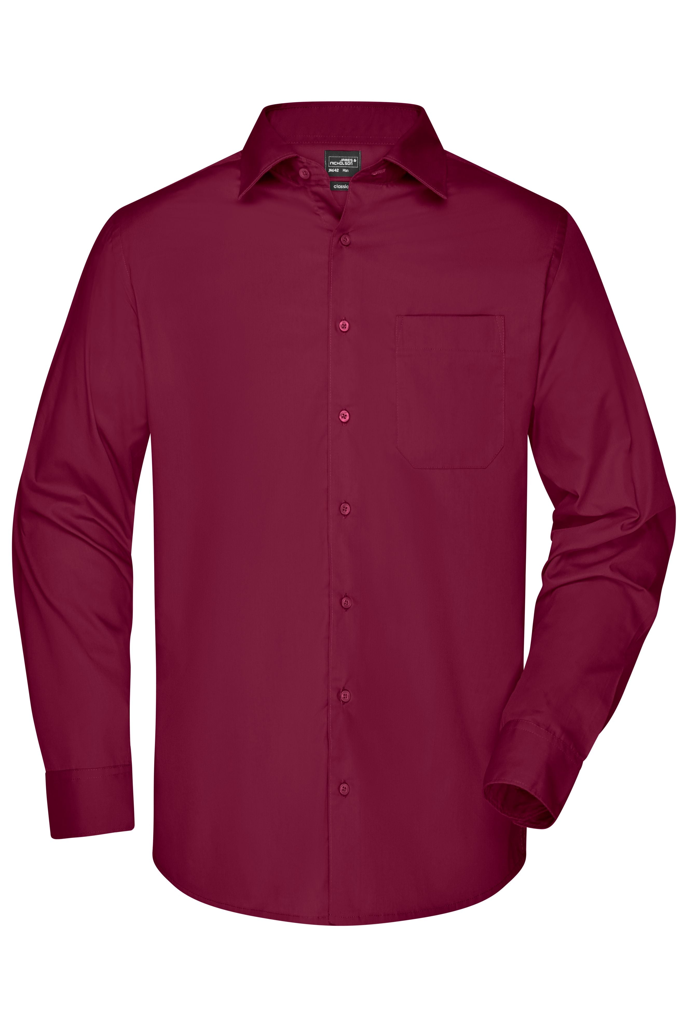James & Nicholson Herren Langarm Business Hemd wine