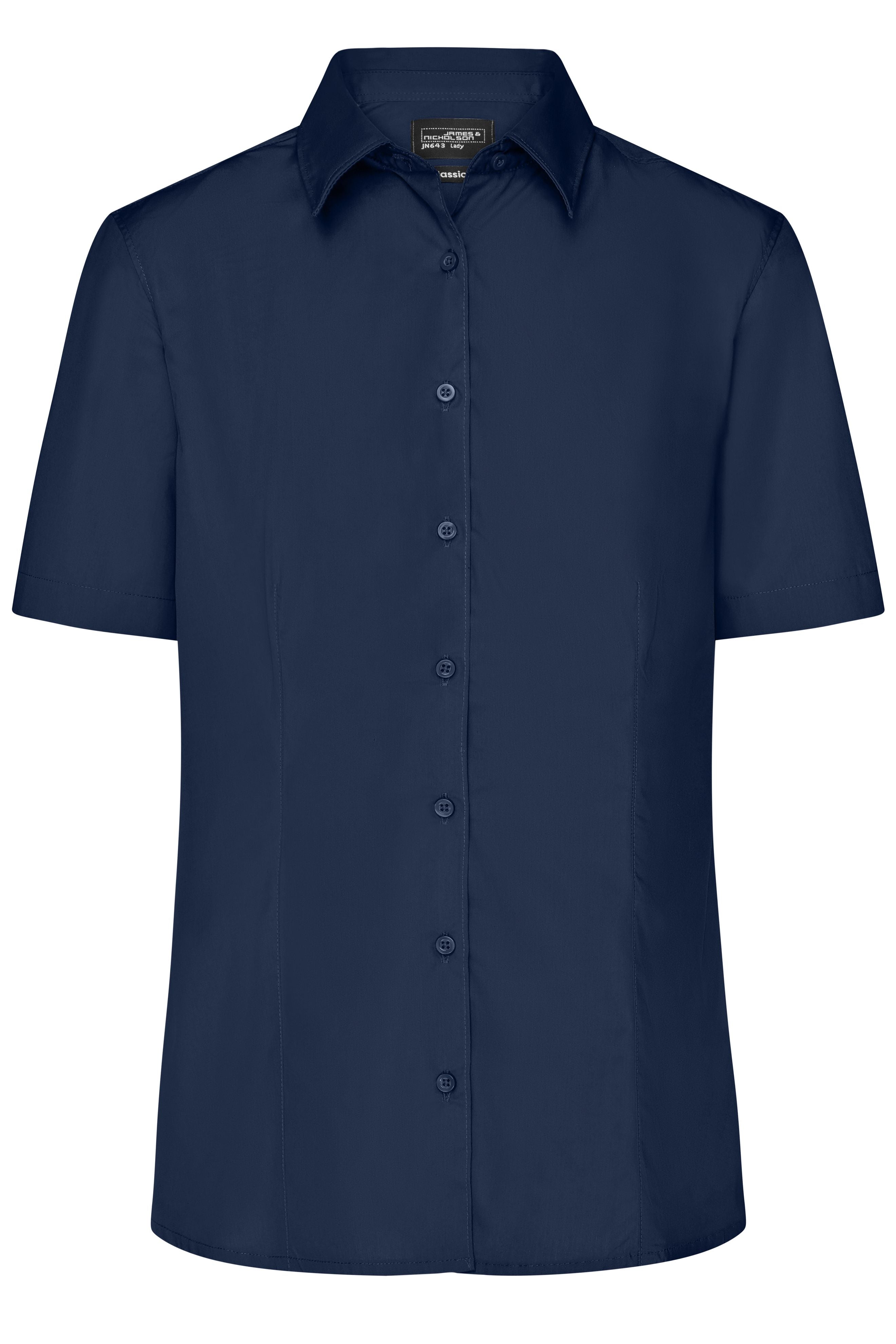 James & Nicholson Damenbluse Easy Care Kurzarm navy