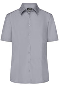 James & Nicholson Damenbluse Easy Care Kurzarm steel
