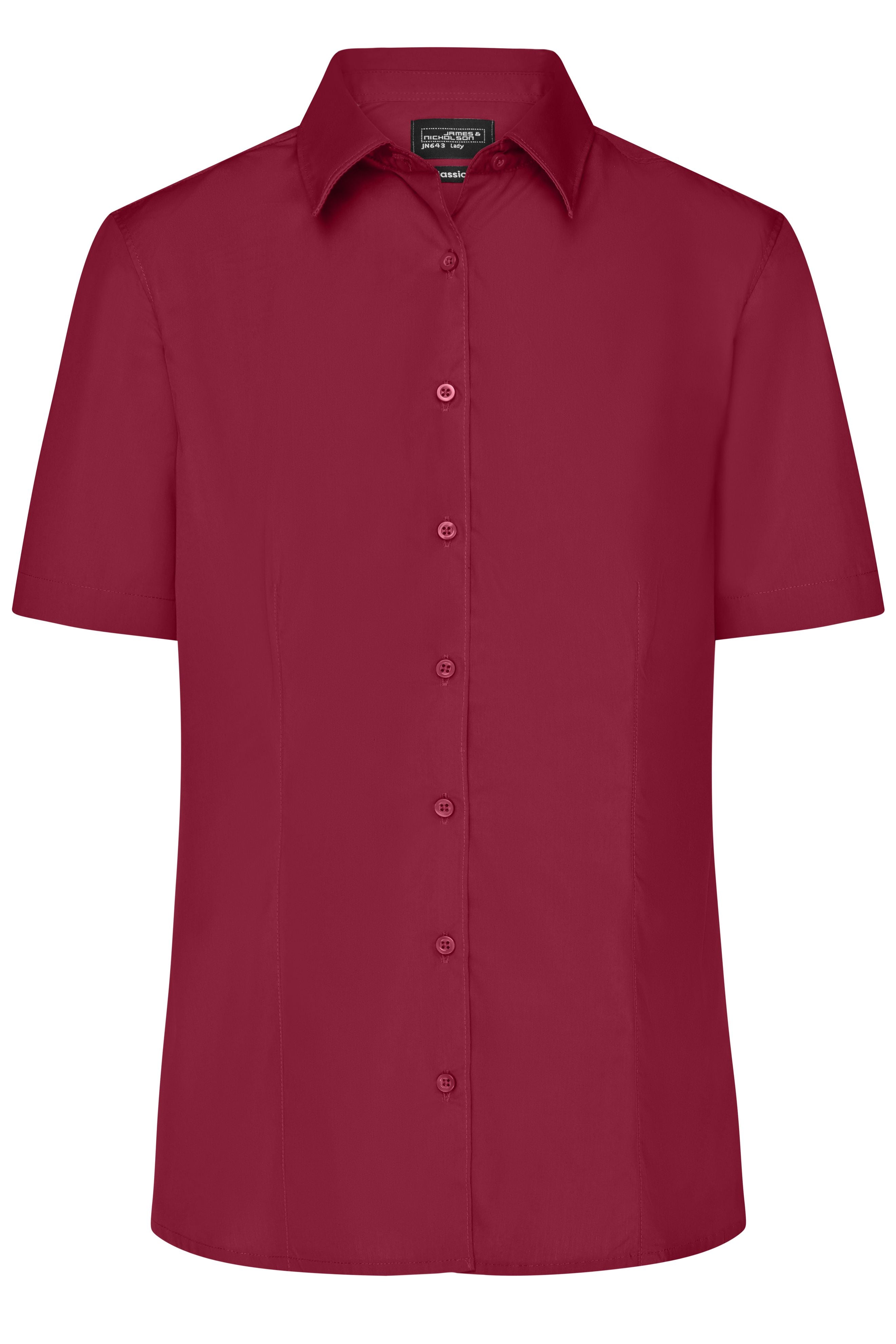 James & Nicholson Damenbluse Easy Care Kurzarm wine