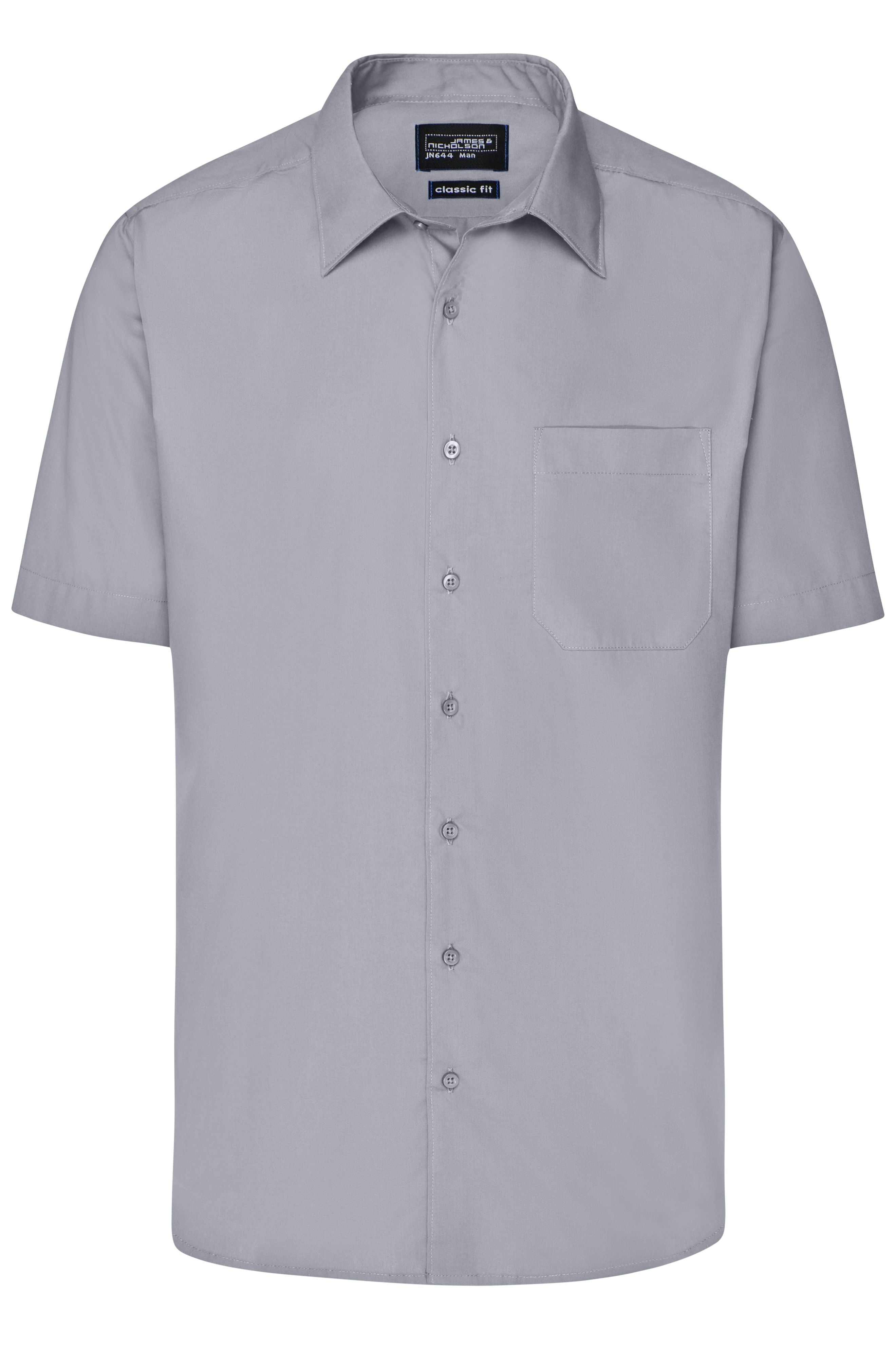James & Nicholson Herren Kurzarm Hemd Easy-Care steel