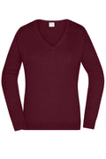 James & Nicholson Damen V-Pullover bordeaux