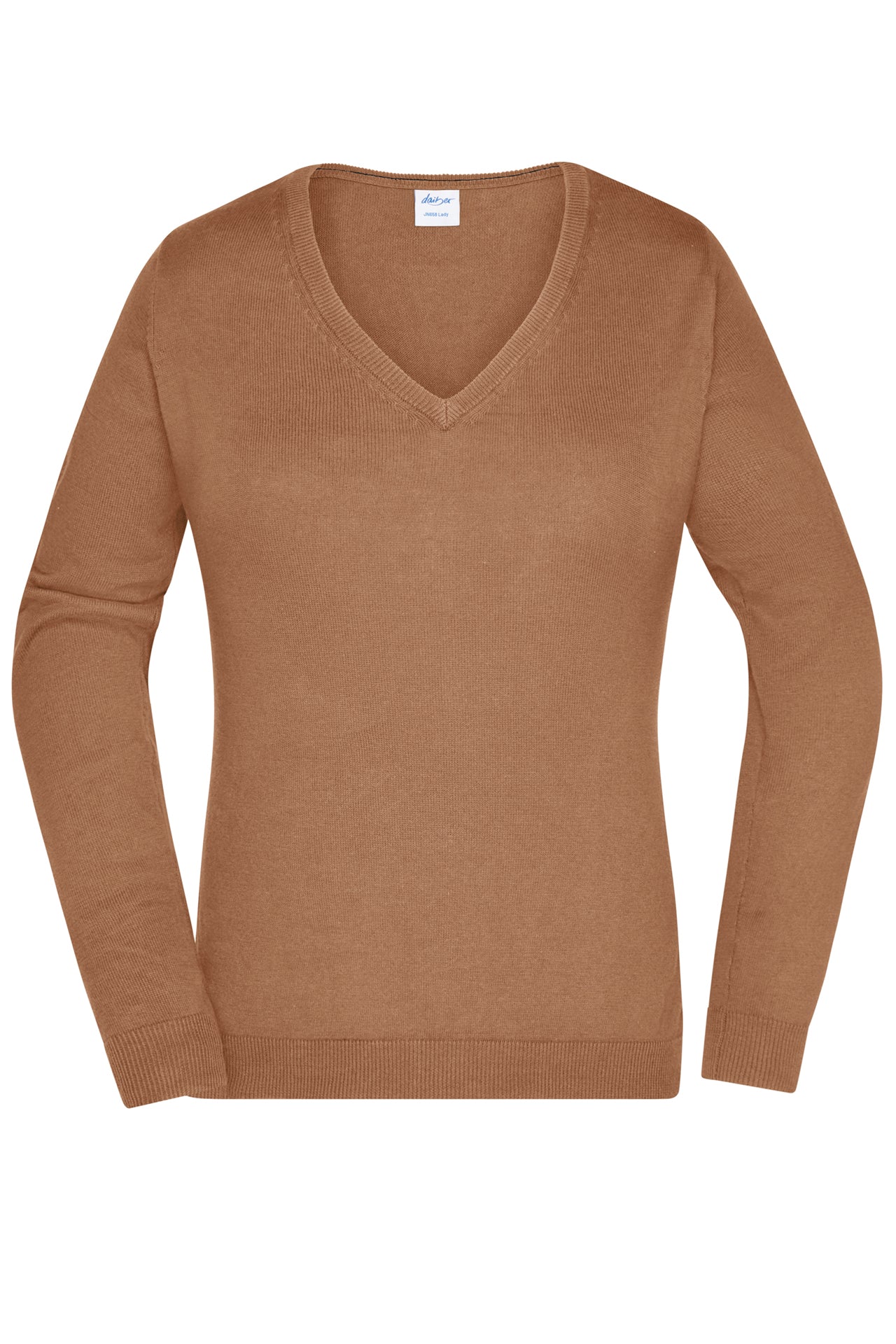 James & Nicholson Damen V-Pullover camel