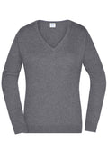 James & Nicholson Damen V-Pullover grey-heather