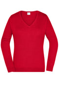 James & Nicholson Damen V-Pullover red