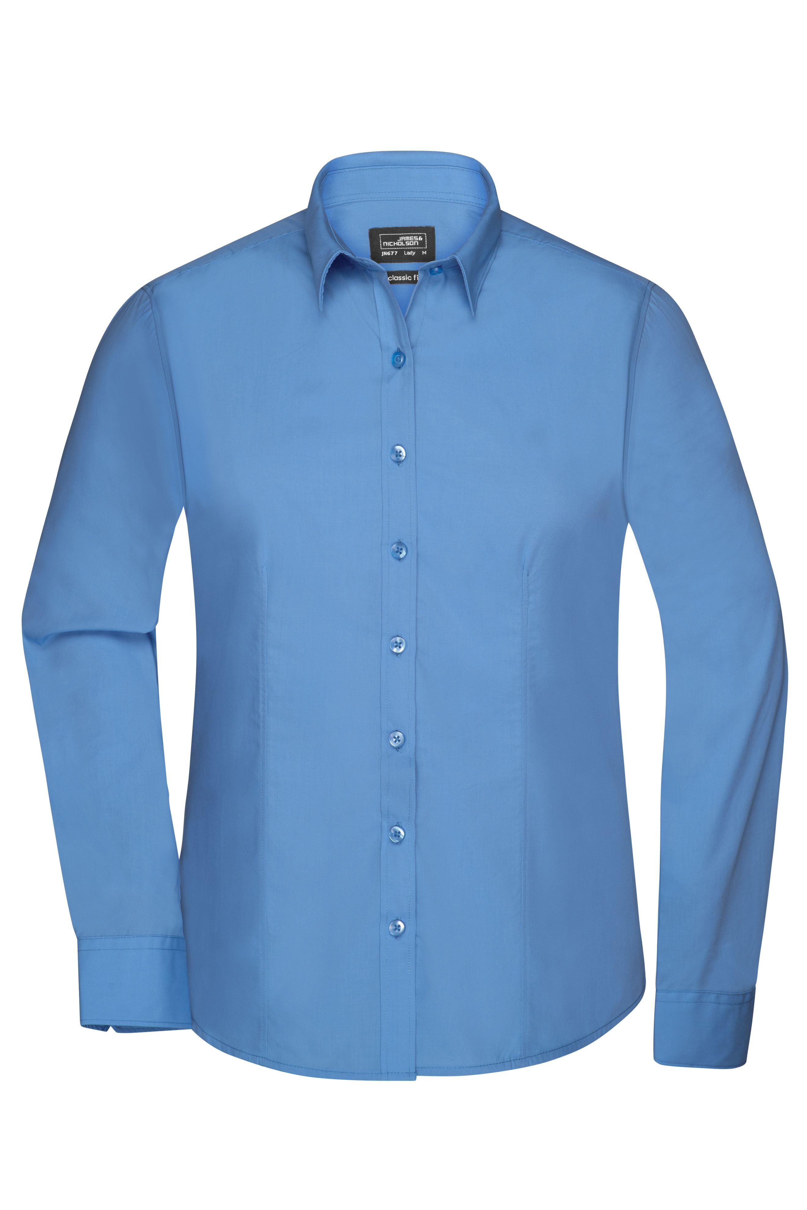 James & Nicholson Damenbluse Poplin Langarm aqua