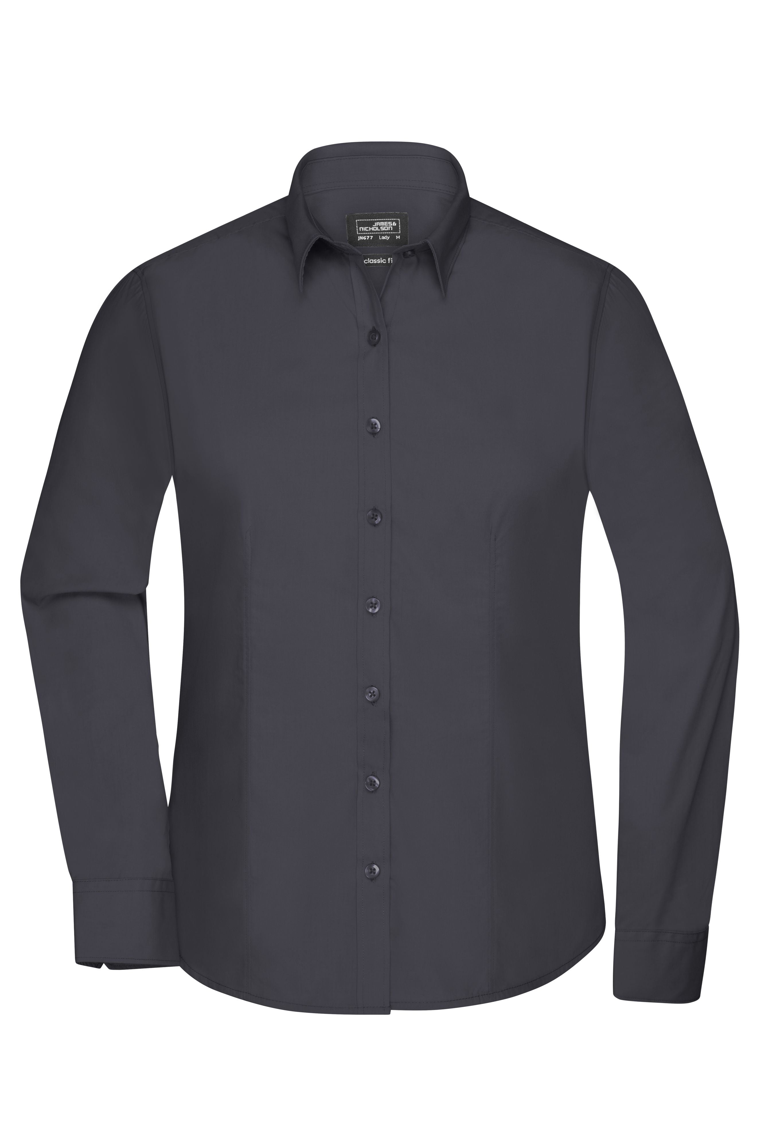 James & Nicholson Damenbluse Poplin Langarm carbon