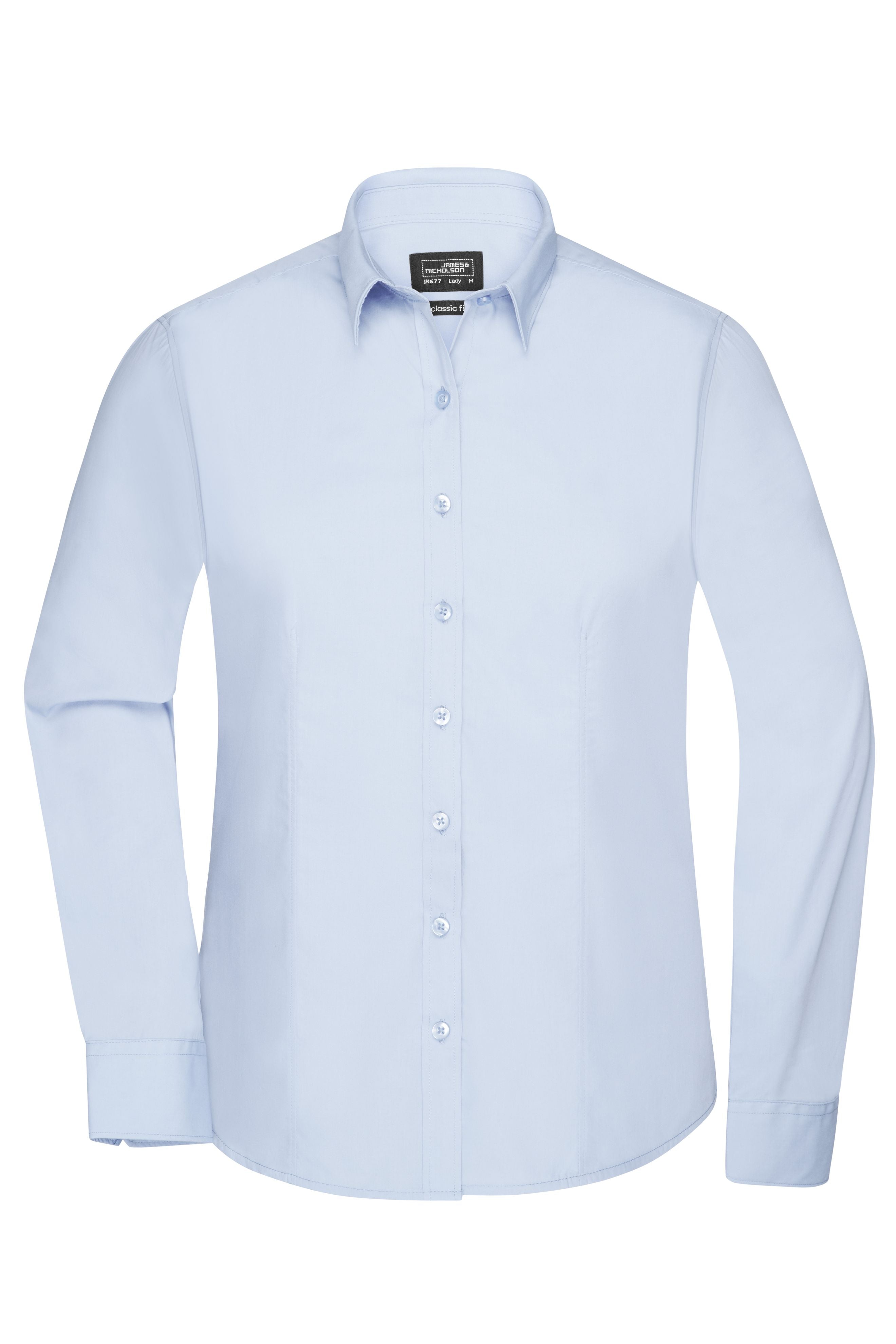 James & Nicholson Damenbluse Poplin Langarm light-blue