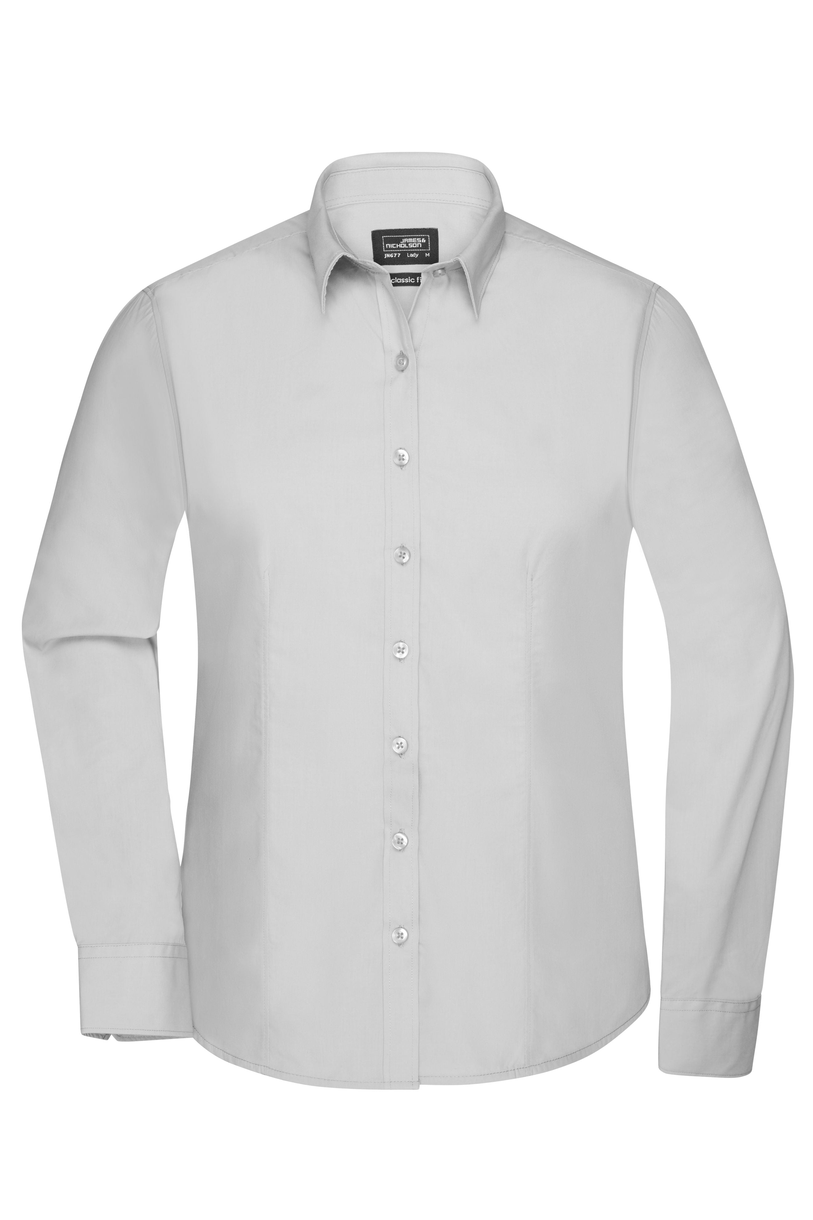 James & Nicholson Damenbluse Poplin Langarm light-grey
