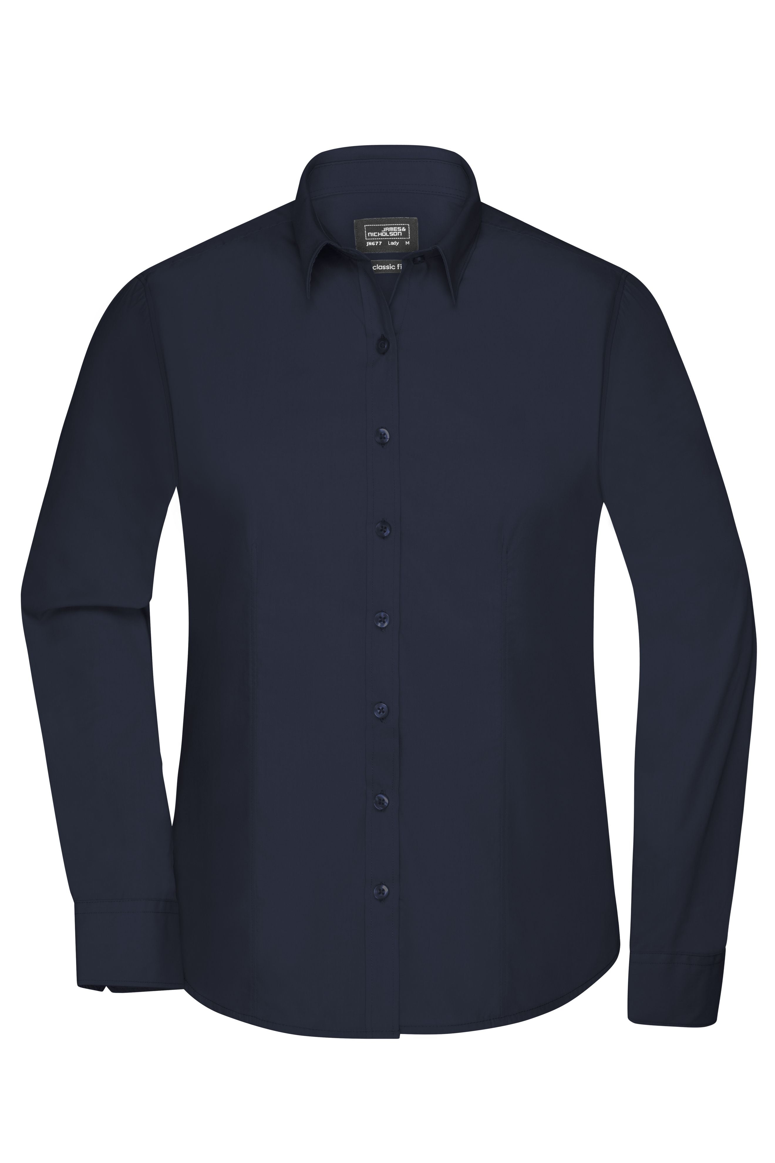 James & Nicholson Damenbluse Poplin Langarm navy