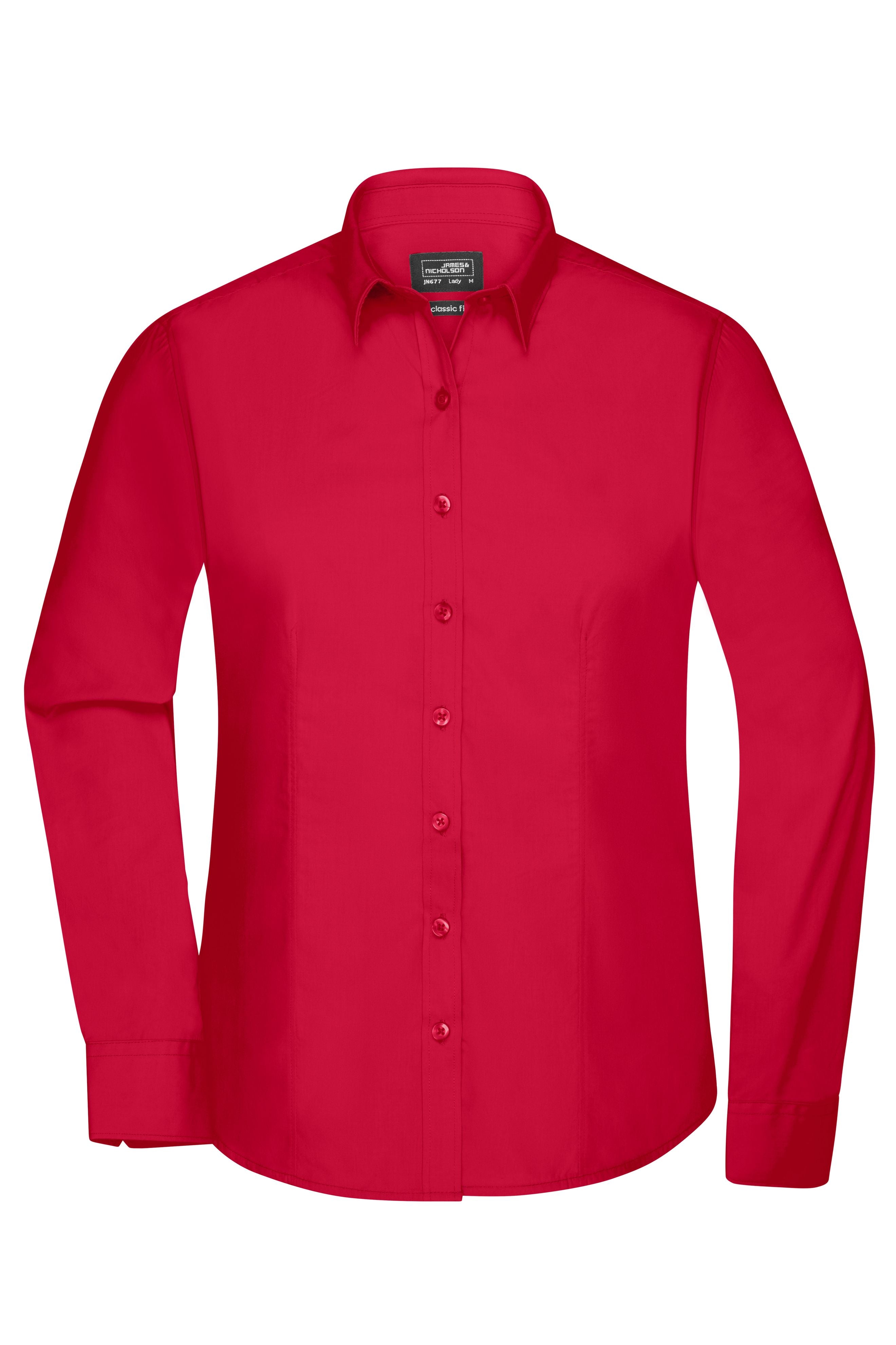 James & Nicholson Damenbluse Poplin Langarm red
