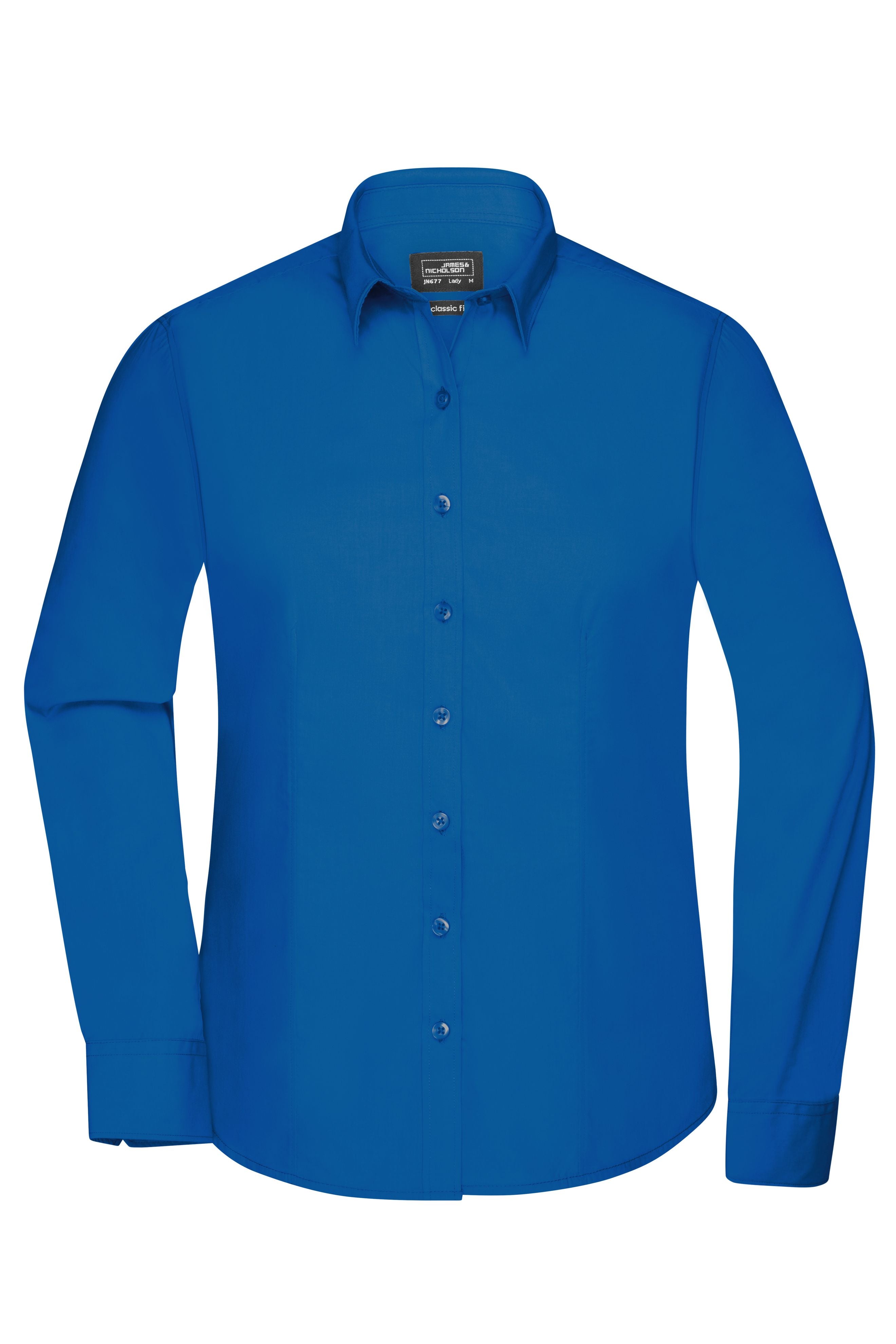James & Nicholson Damenbluse Poplin Langarm royal