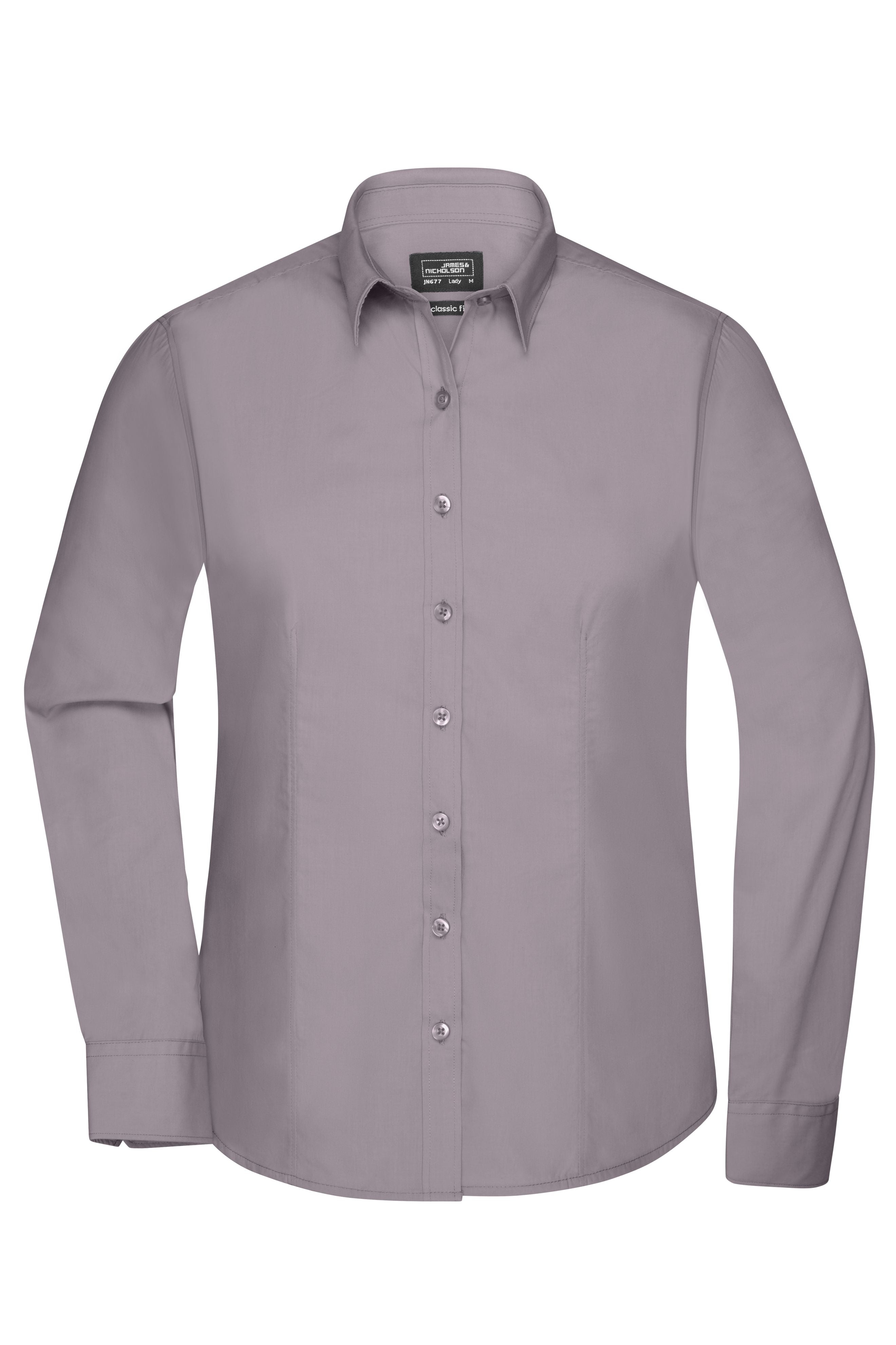 James & Nicholson Damenbluse Poplin Langarm steel