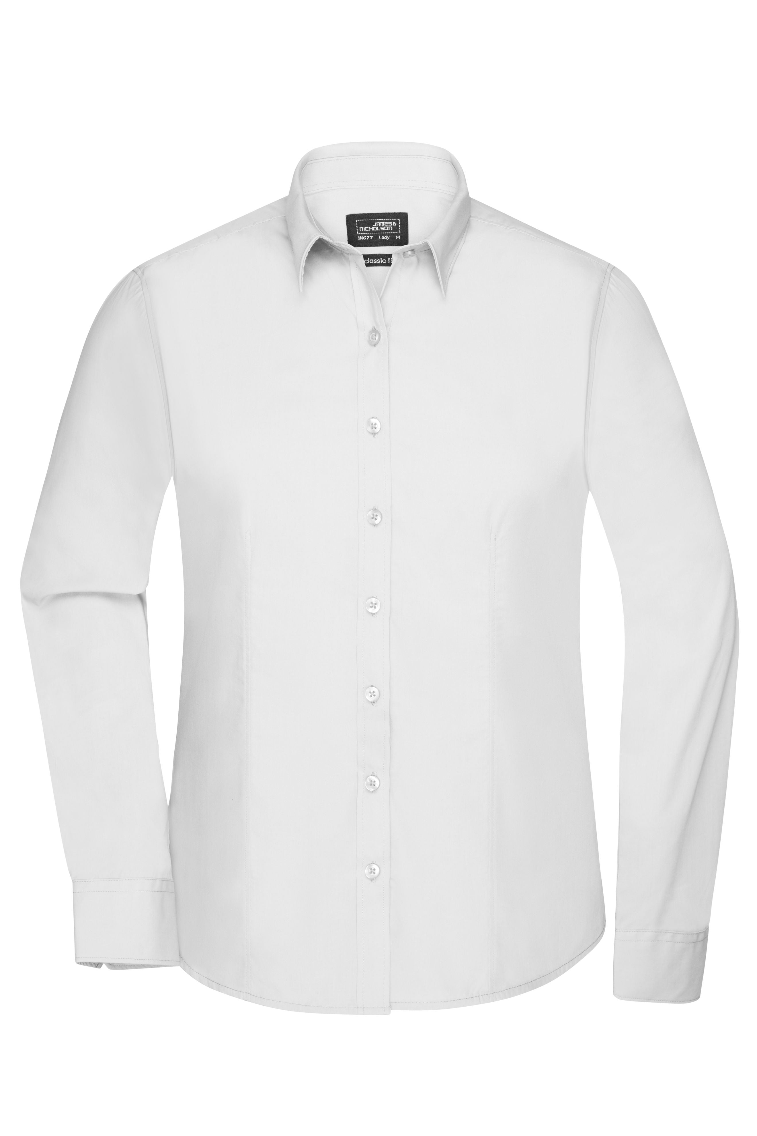James & Nicholson Damenbluse Poplin Langarm white