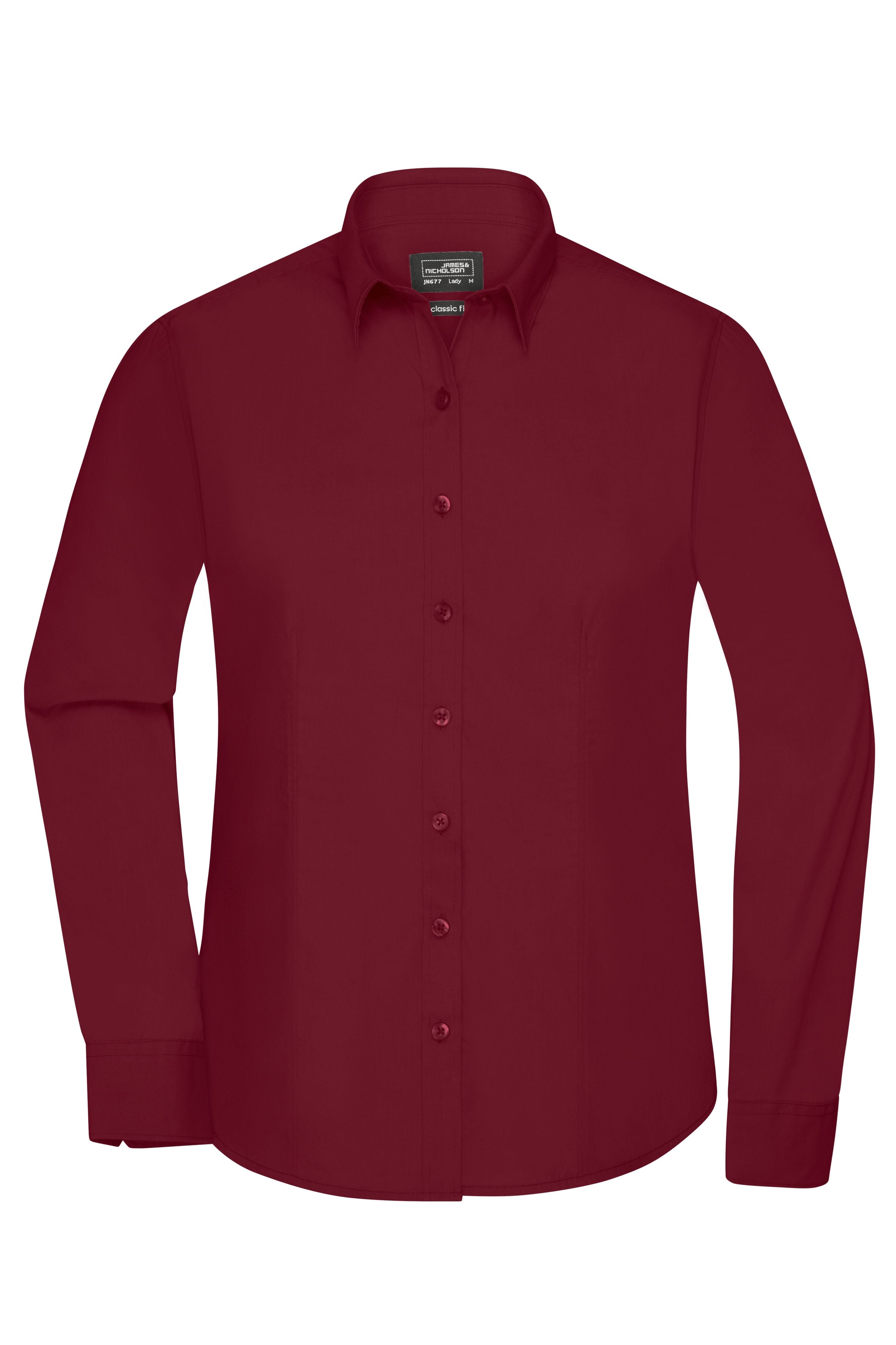 James & Nicholson Damenbluse Poplin Langarm wine