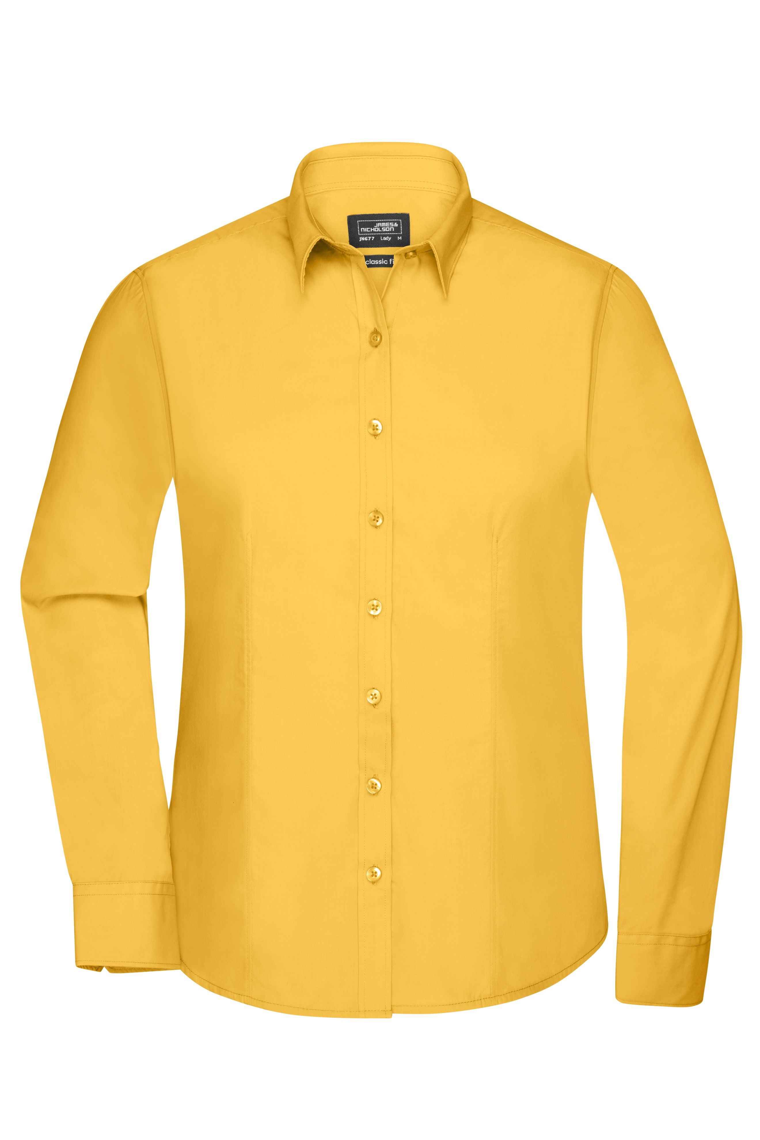 James & Nicholson Damenbluse Poplin Langarm yellow