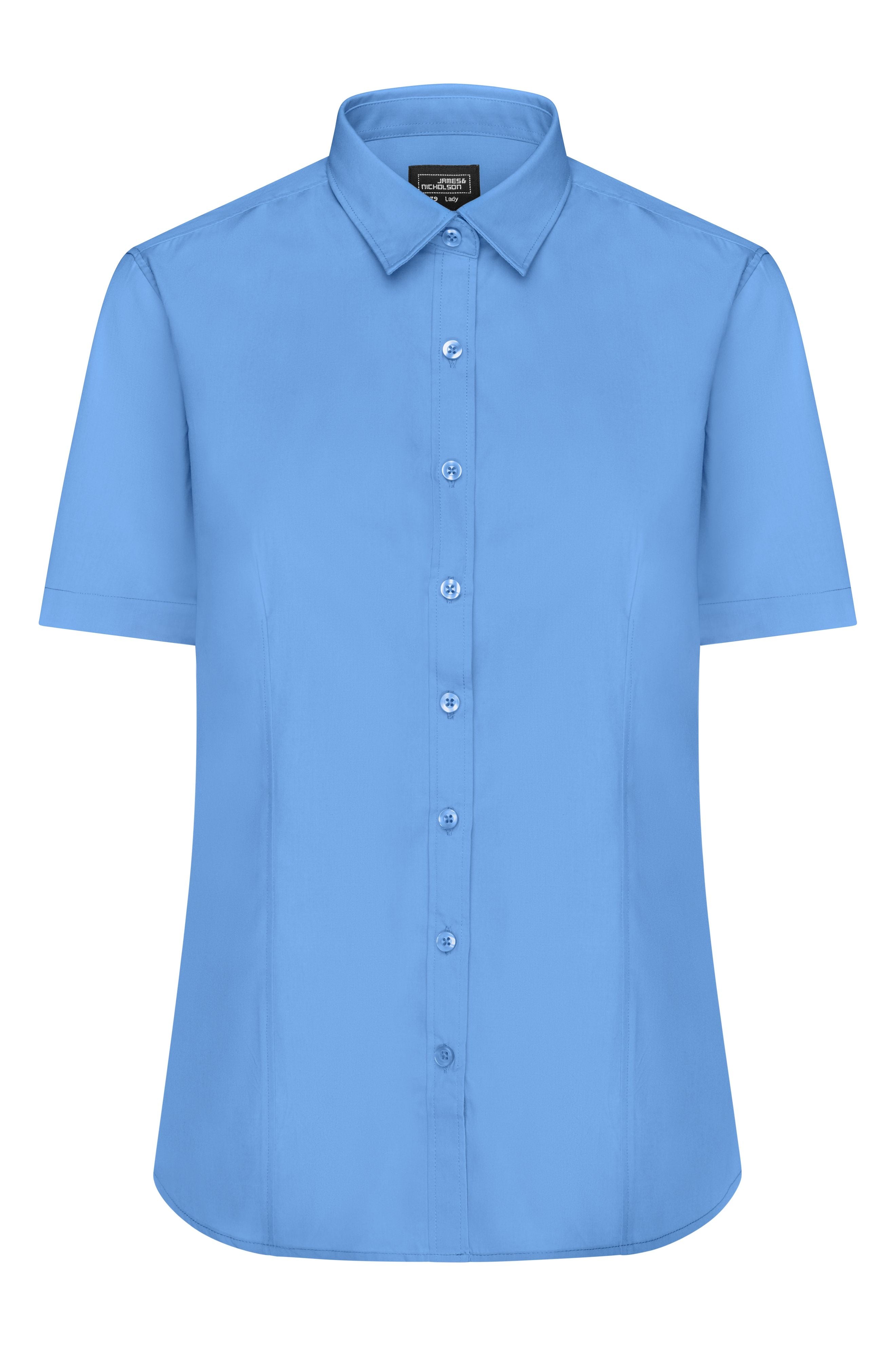 James & Nicholson Damenbluse Poplin Kurzarm aqua