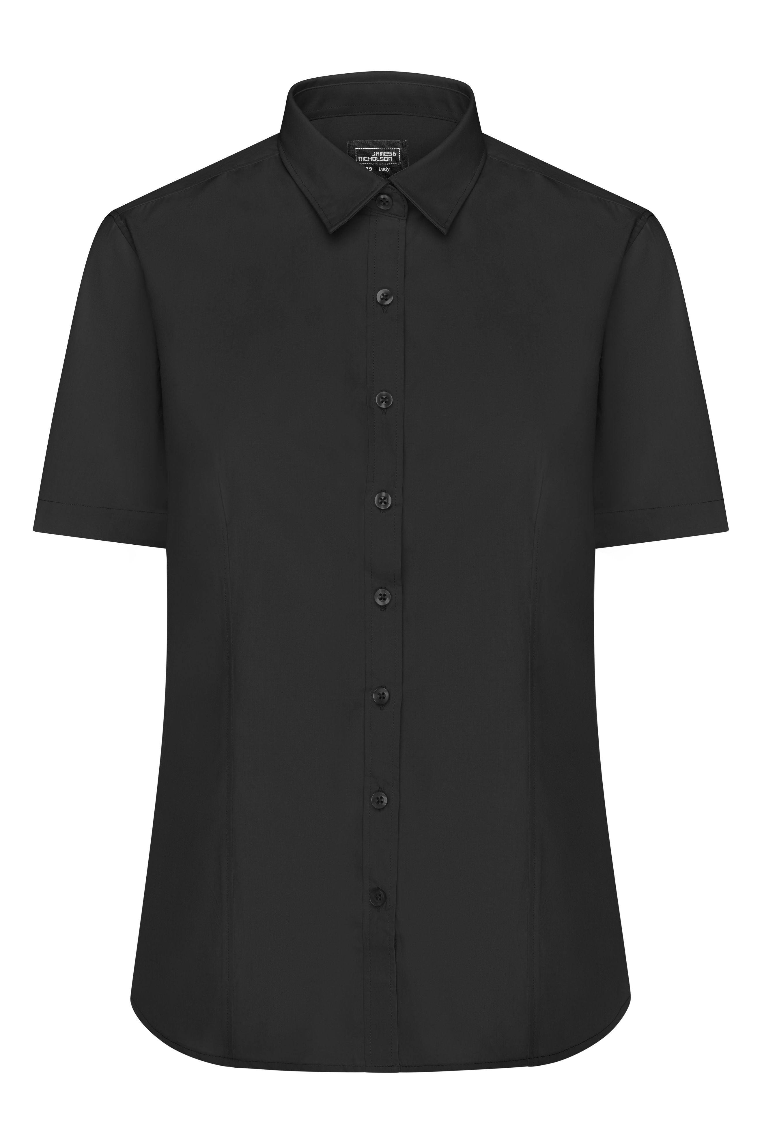 James & Nicholson Damenbluse Poplin Kurzarm black