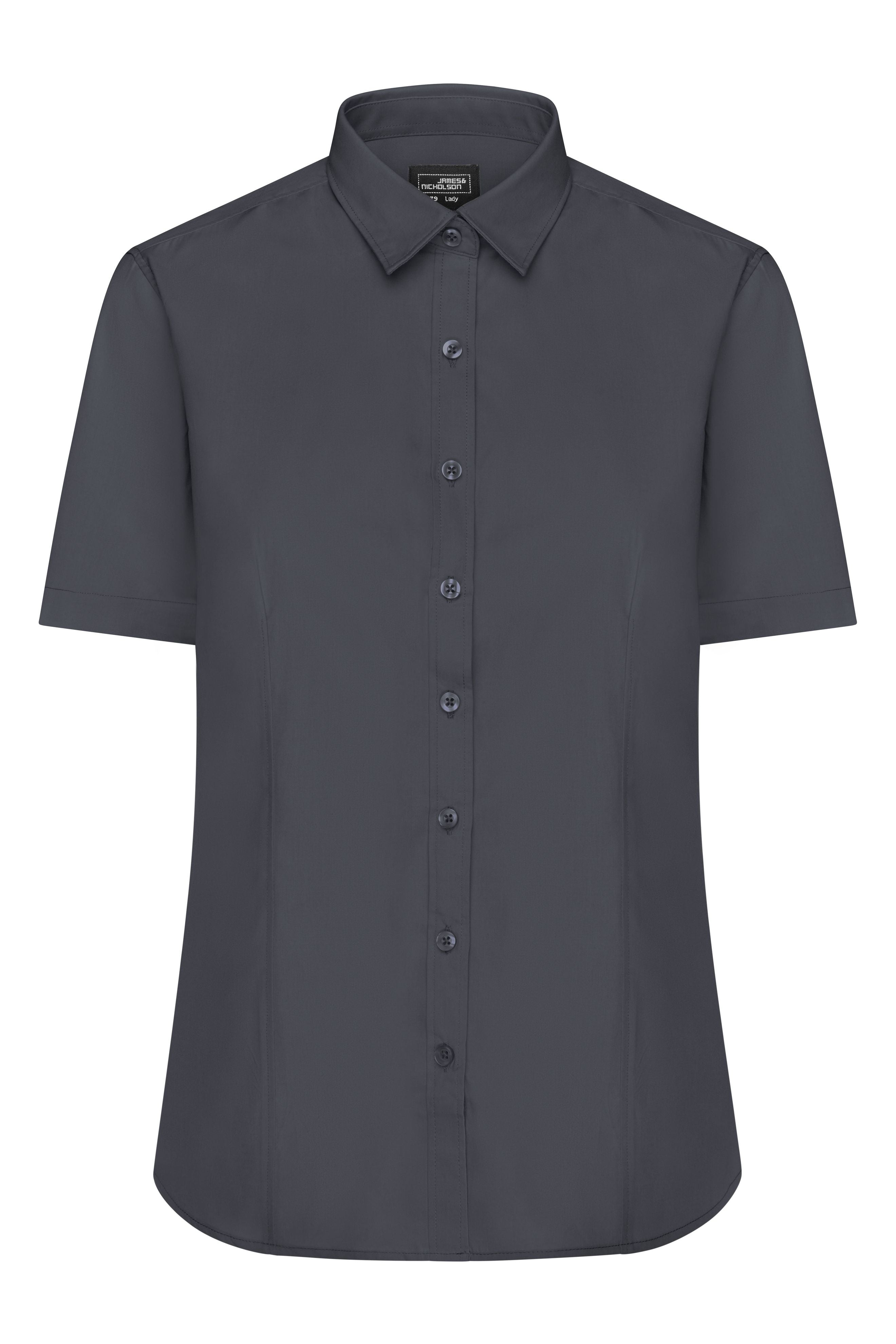 James & Nicholson Damenbluse Poplin Kurzarm carbon