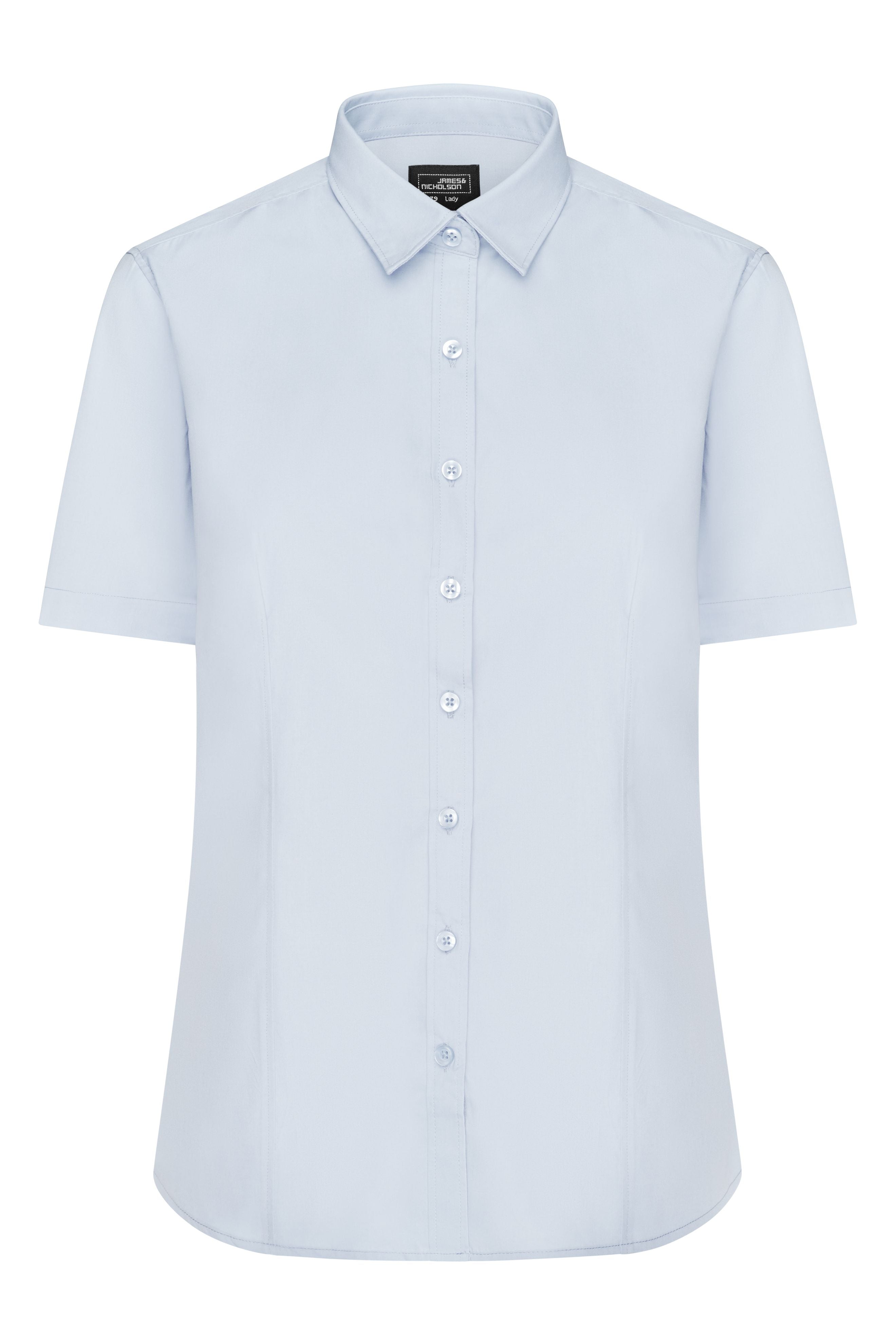 James & Nicholson Damenbluse Poplin Kurzarm light-blue