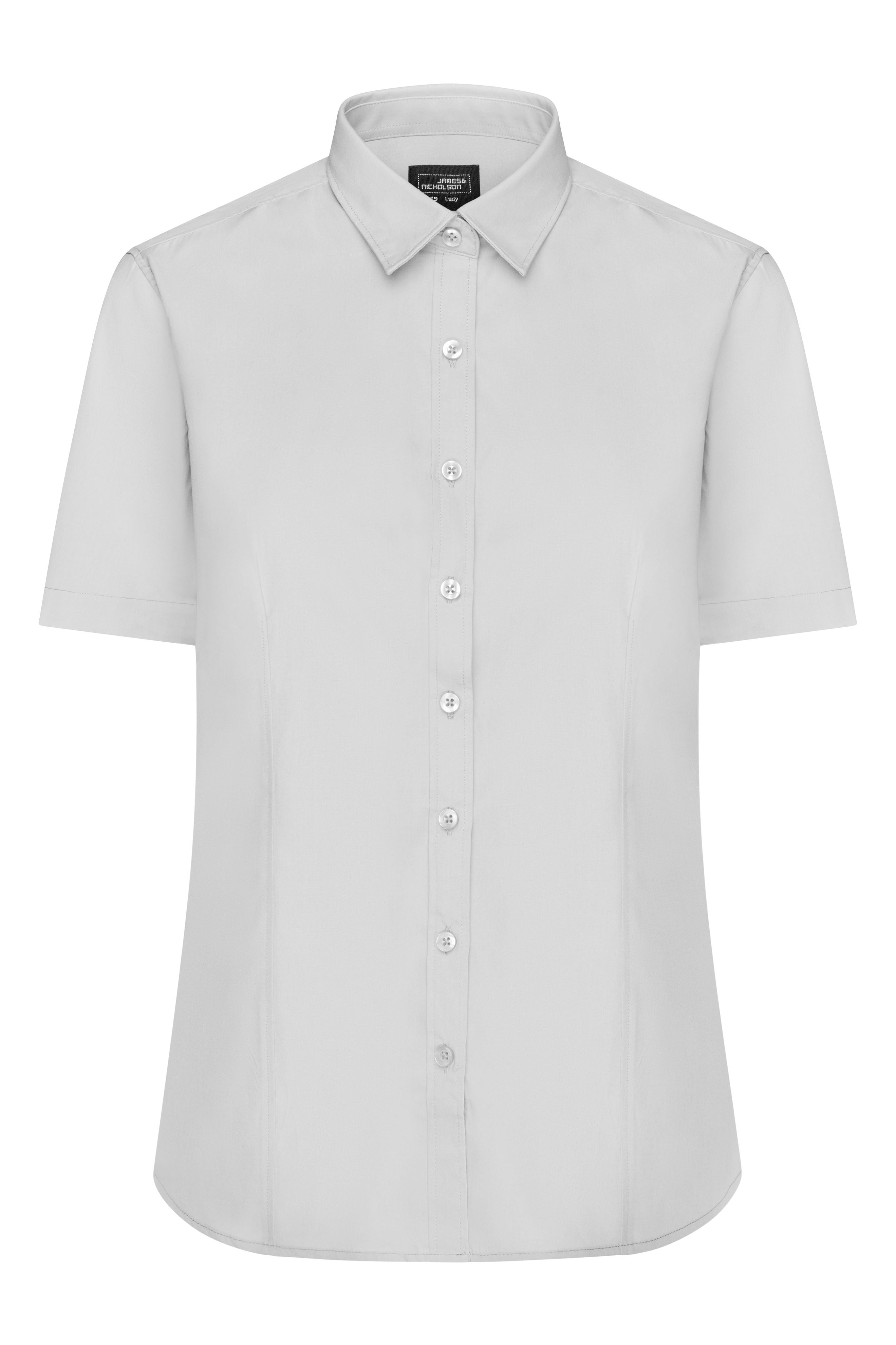 James & Nicholson Damenbluse Poplin Kurzarm light-grey