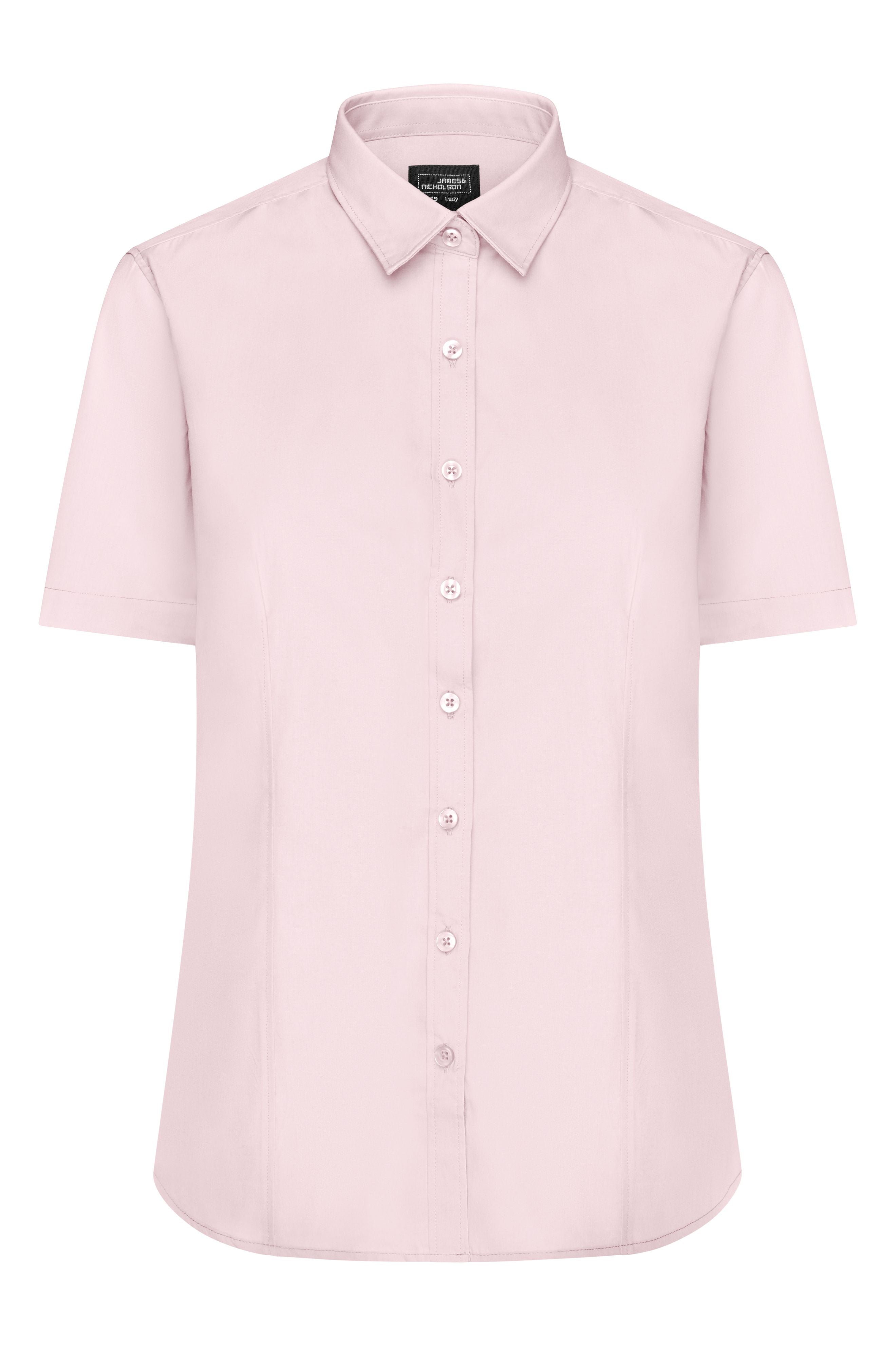 James & Nicholson Damenbluse Poplin Kurzarm light-pink