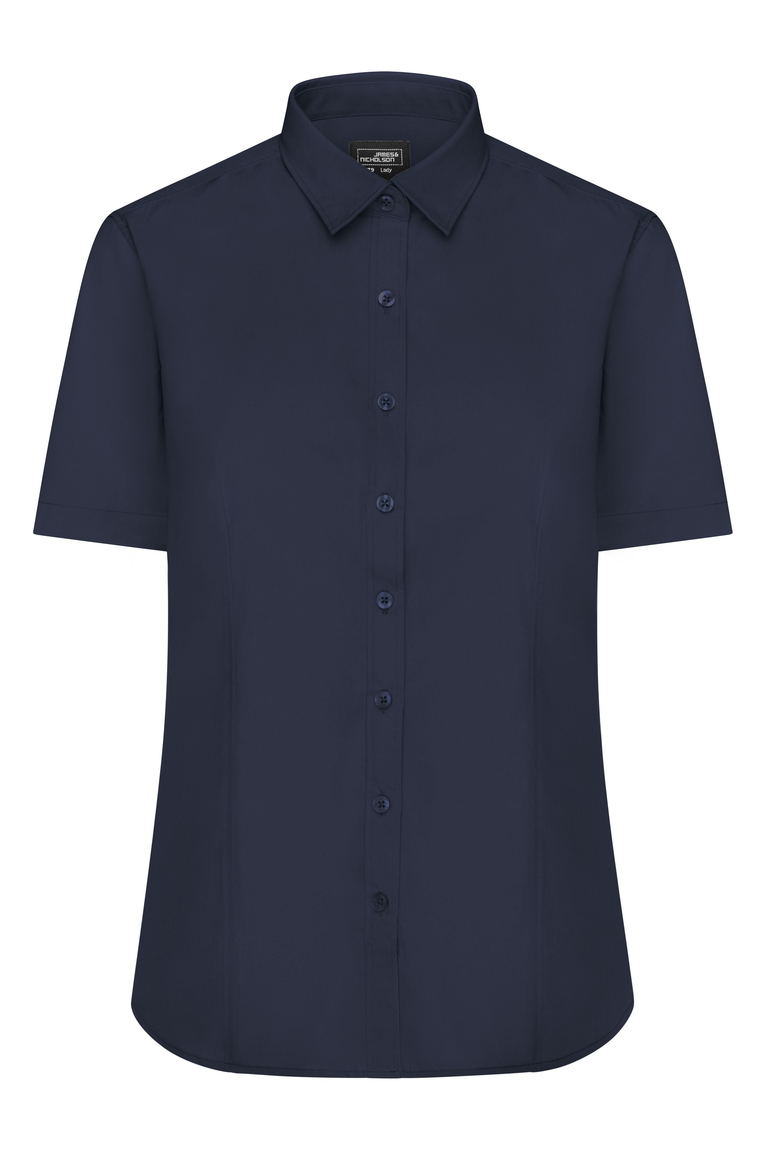 James & Nicholson Damenbluse Poplin Kurzarm navy